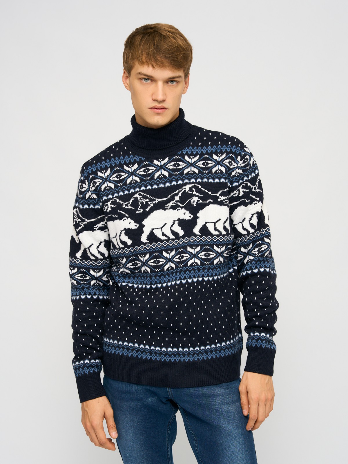 Вязаный свитер из акрила со скандинавским узором 1499₽