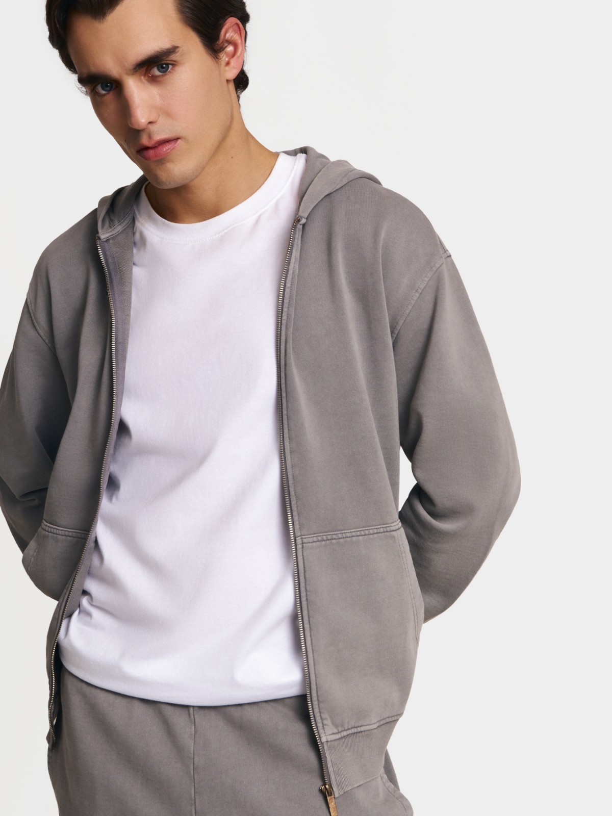 Трикотажная толстовка из хлопка с капюшоном