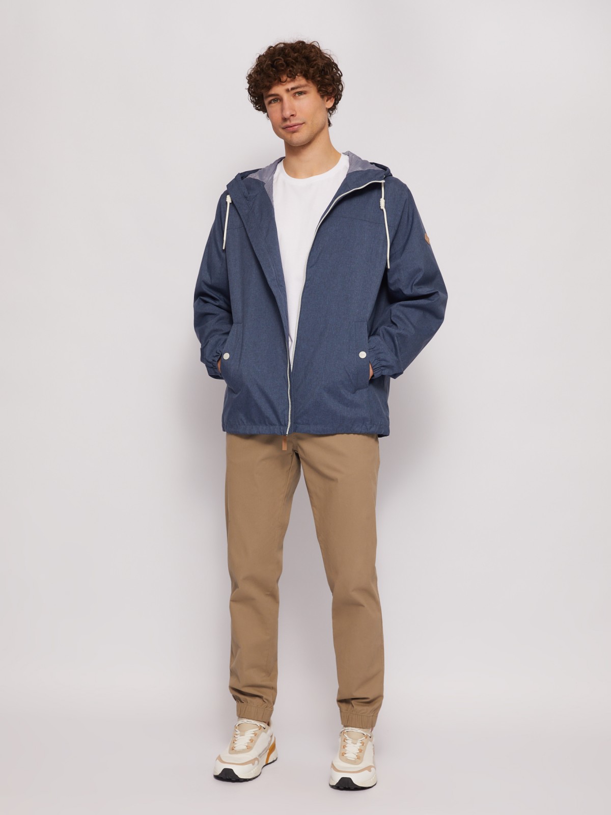 Куртка-ветровка с капюшоном zolla 014215602044, цвет голубой, размер XL - фото 2