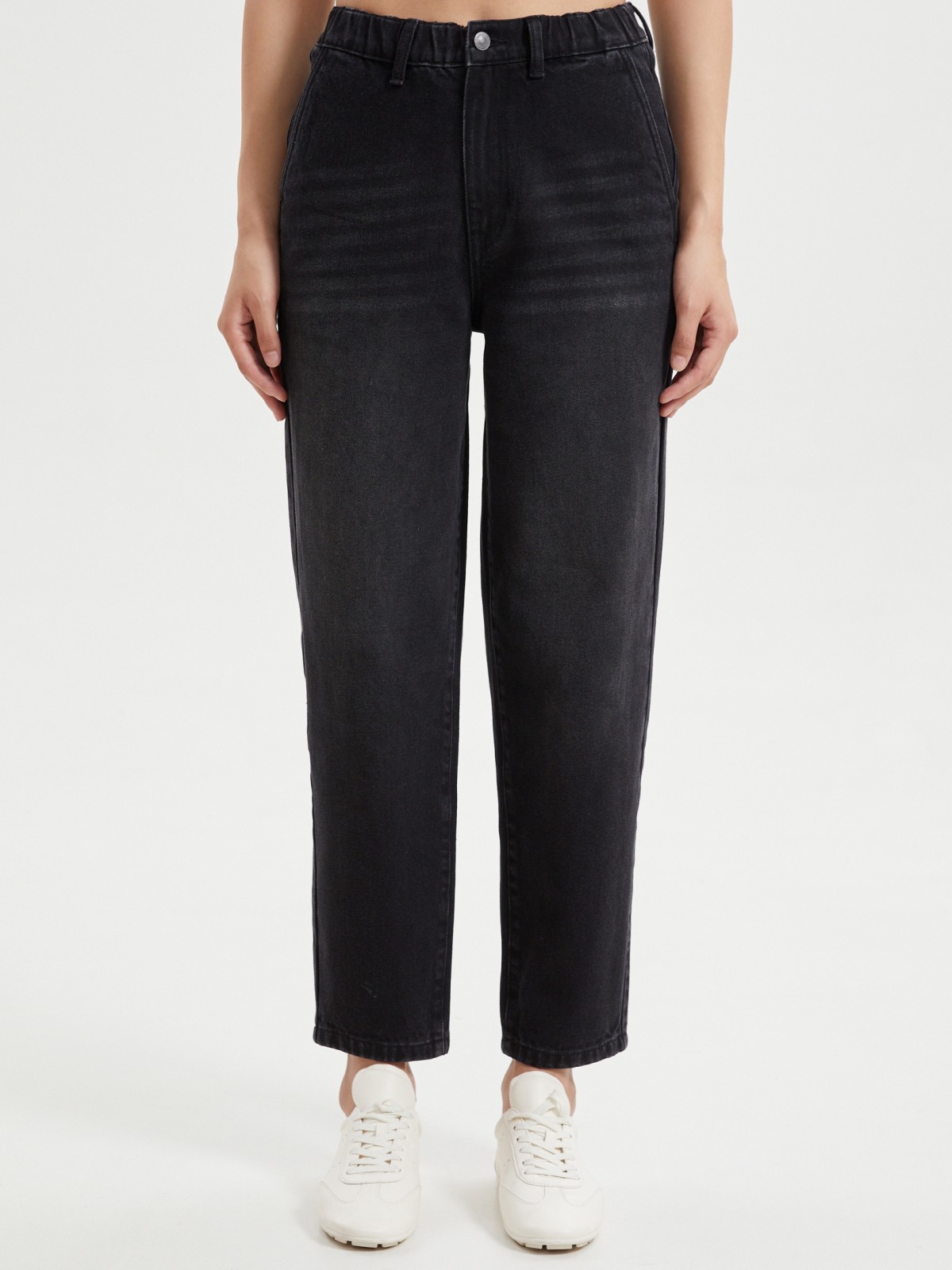 Джинсы силуэта Mom из хлопка на резинке