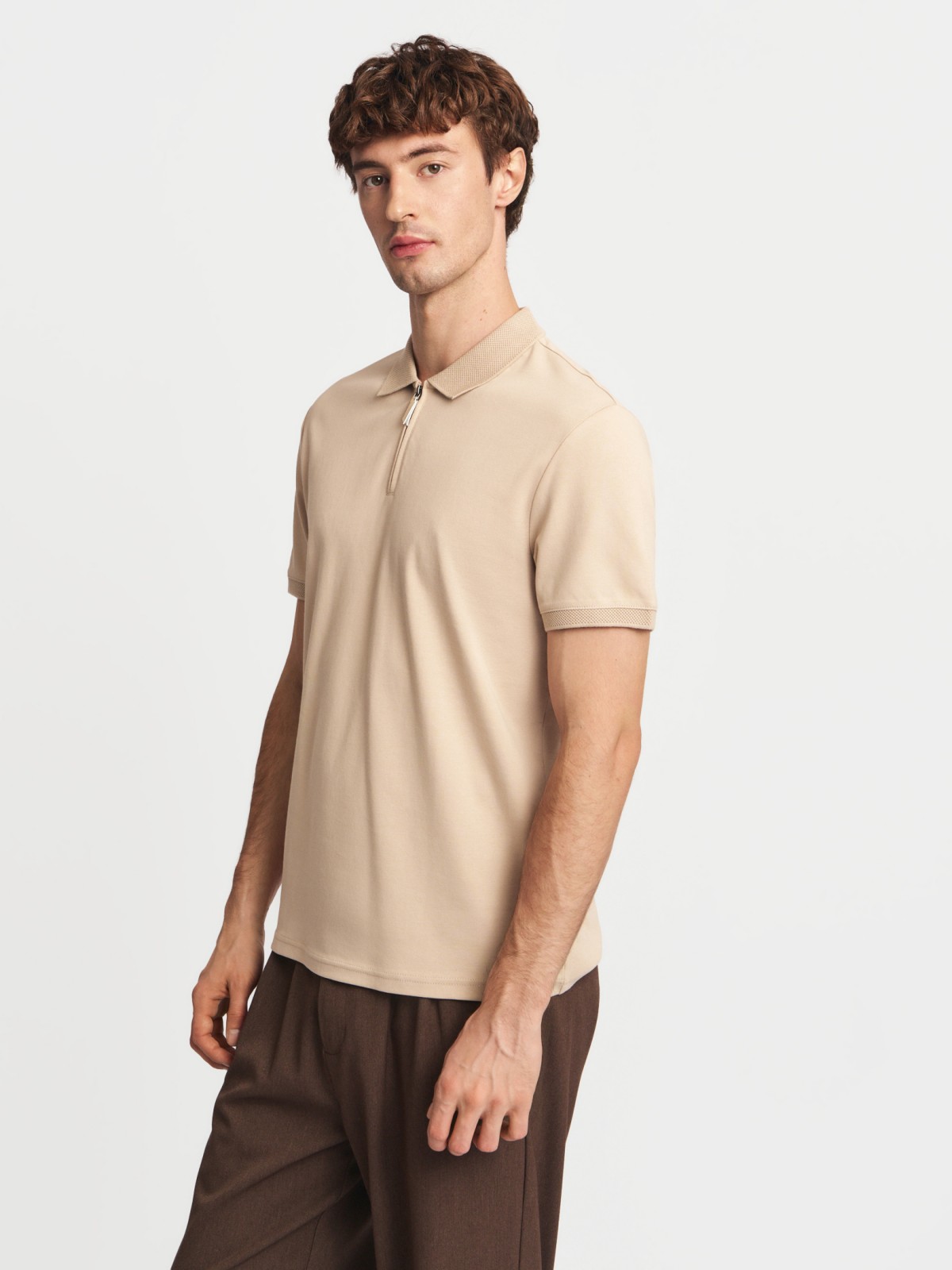 Футболка поло из хлопка на молнии