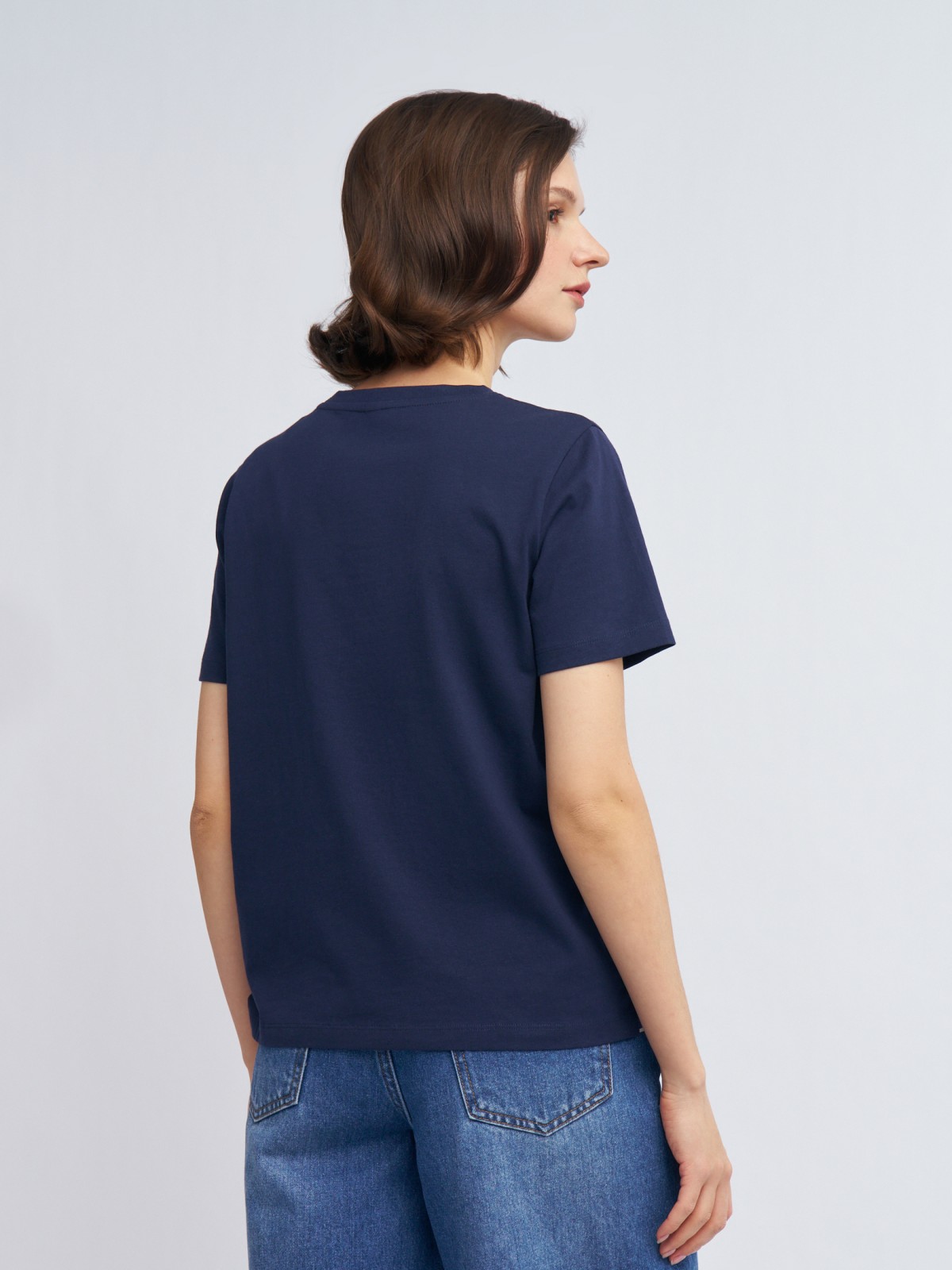 Футболка из хлопка в полоску с металлическим декором