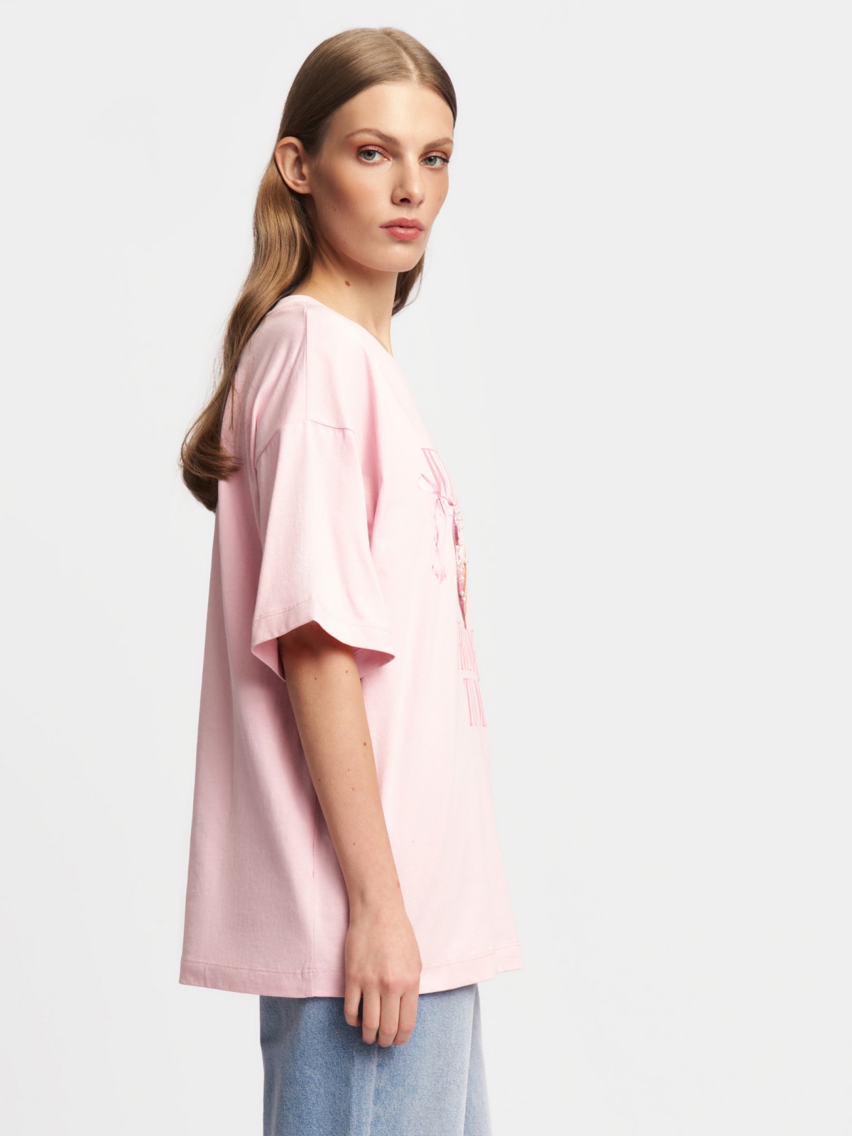 Трикотажная футболка из хлопка с принтом