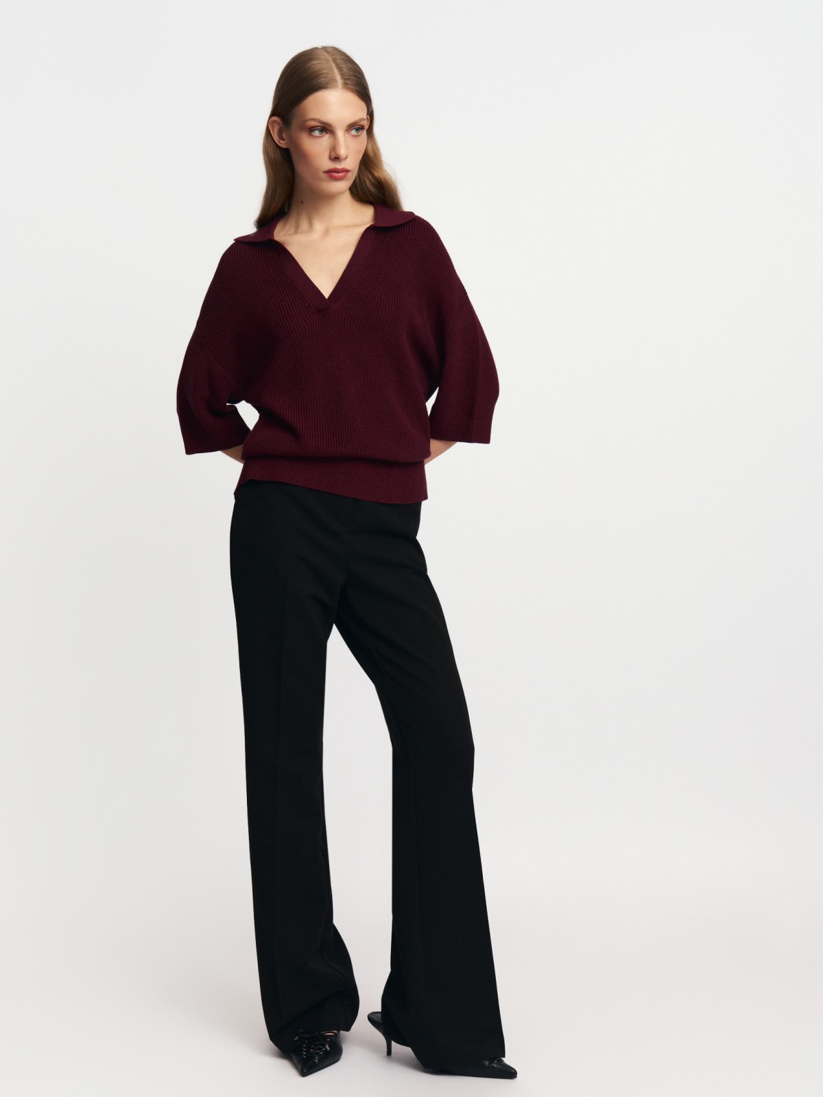 Трикотажный джемпер поло с коротким рукавом