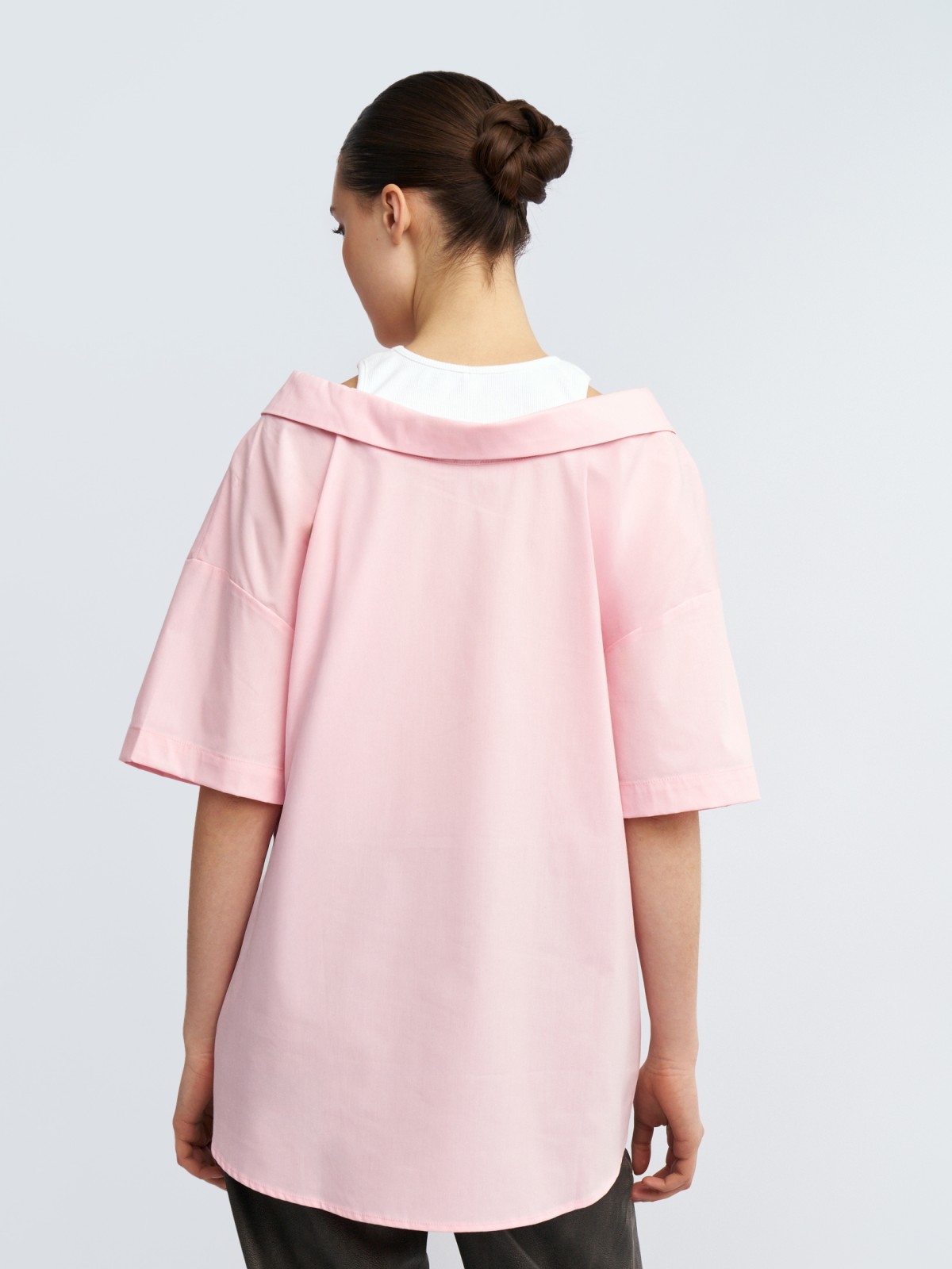 Комбинированная блузка-рубашка с вшитым топом