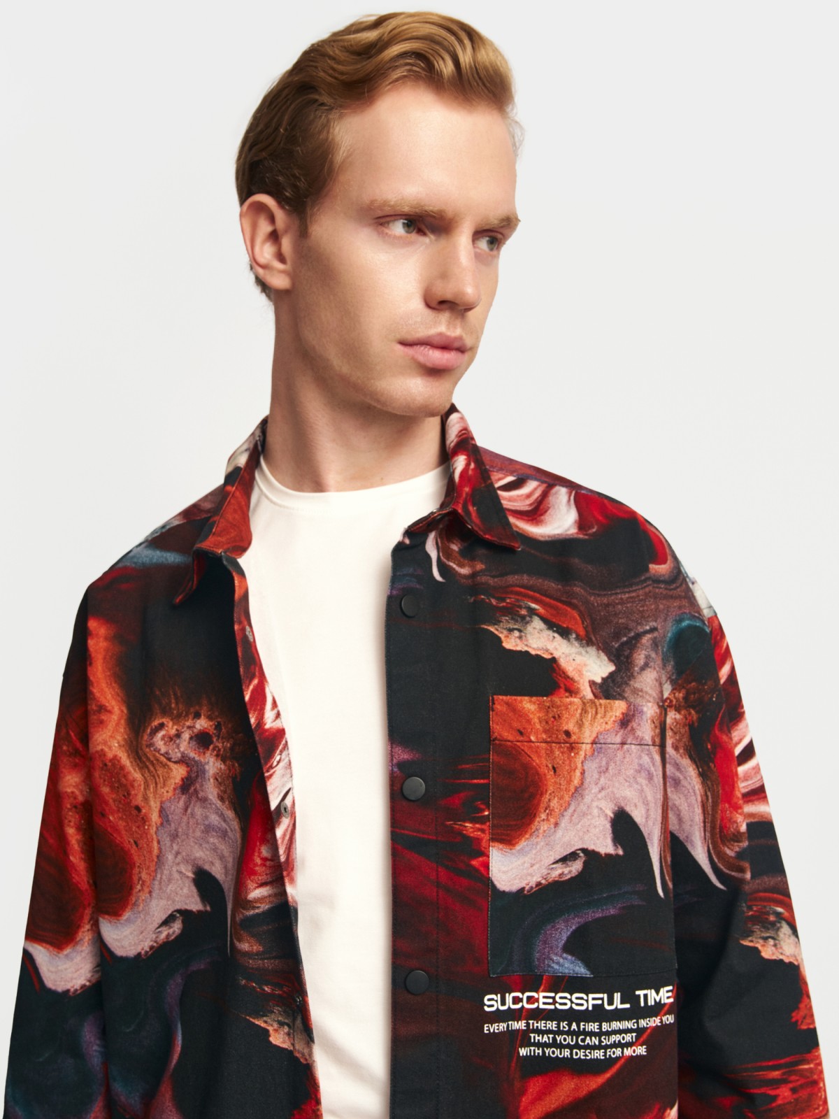 Куртка-рубашка из хлопка с принтом