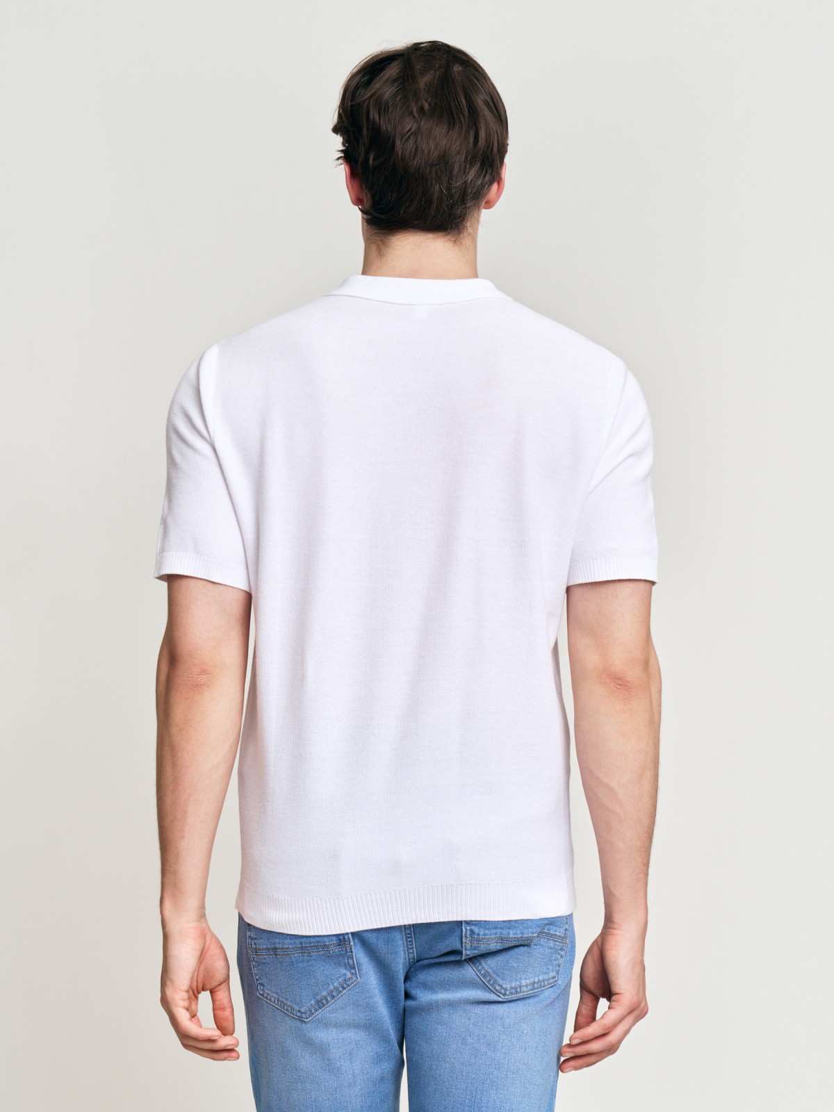 Трикотажный джемпер поло из хлопка с коротким рукавом