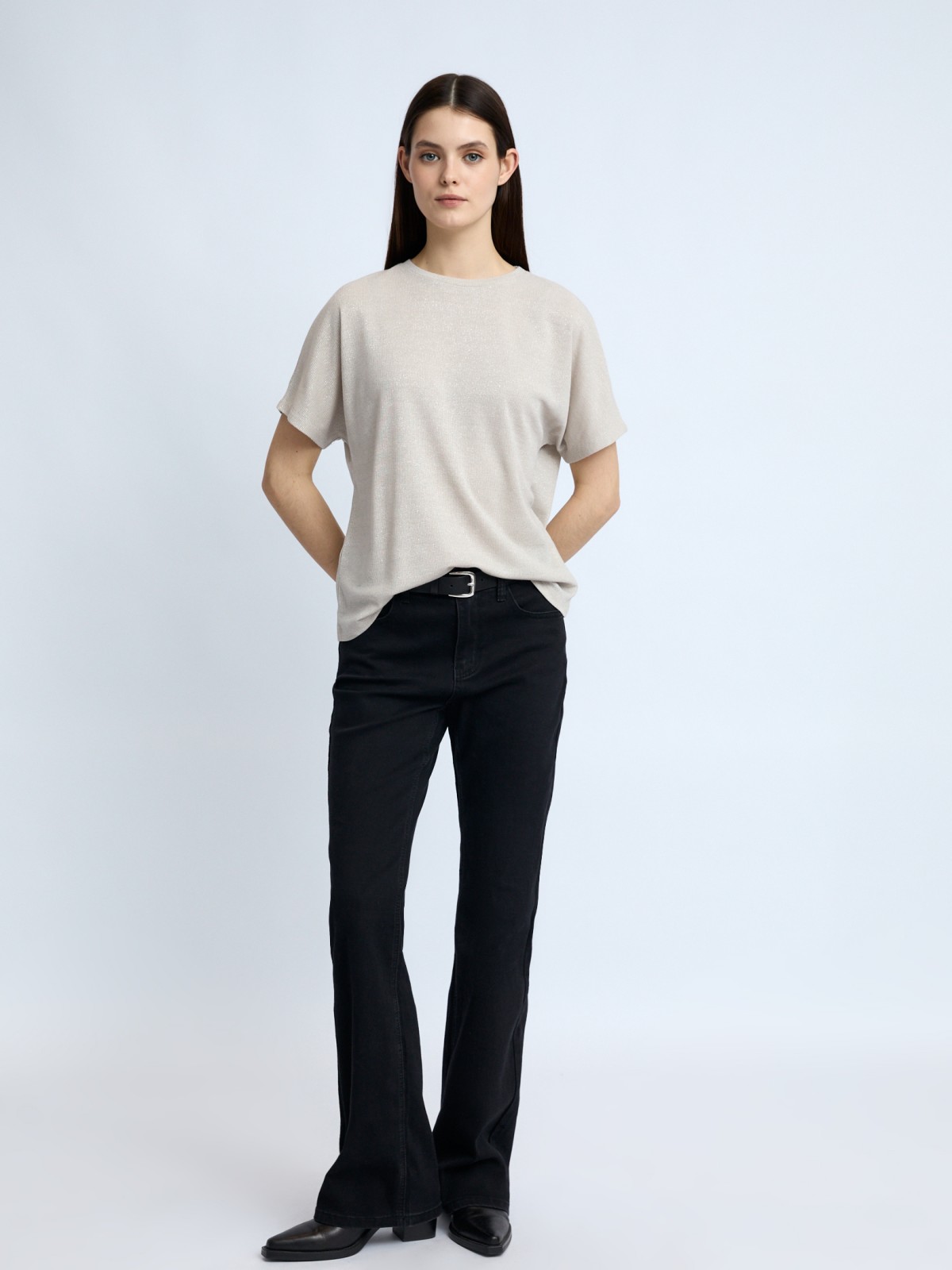 Трикотажный топ-блузка с люрексом