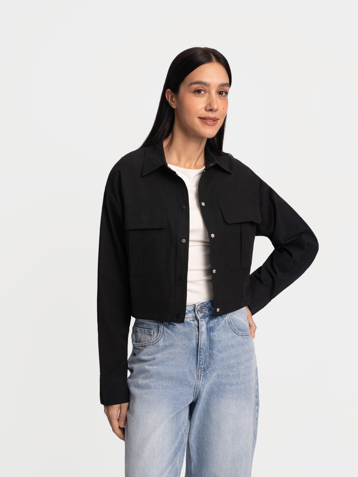 Блузка-рубашка из хлопка на кулиске