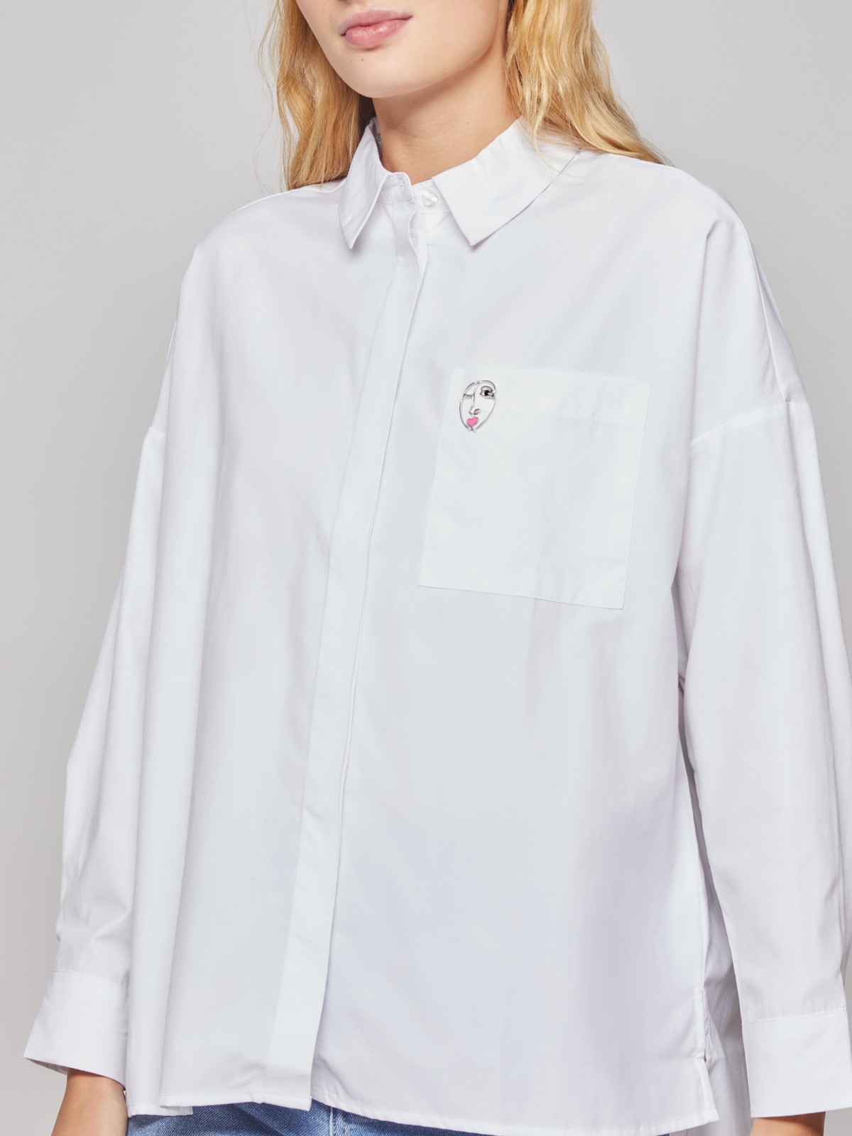 Рубашка с длинным рукавом zolla 22212117Y013, цвет белый, размер XS - фото 3