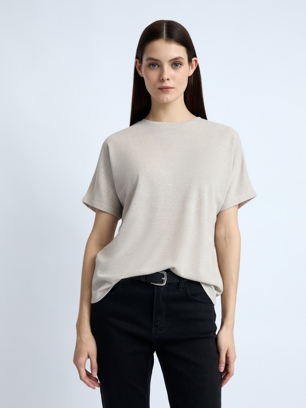 Трикотажный топ-блузка с люрексом