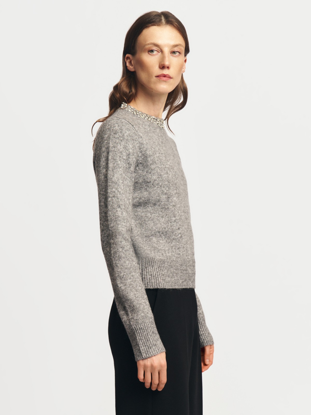 Вязаный джемпер с шерстью и стразами