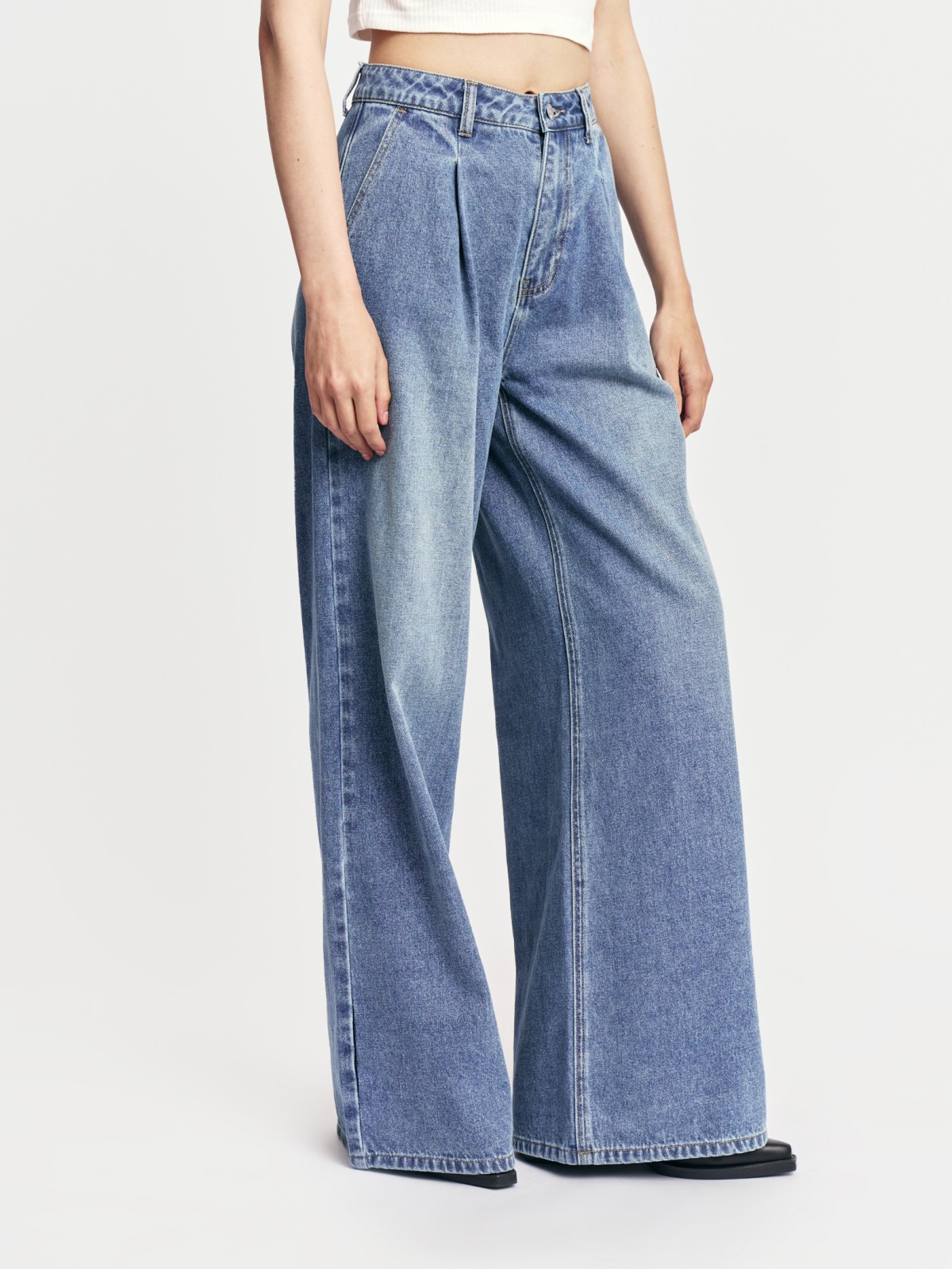 Джинсы Wide с высокой посадкой