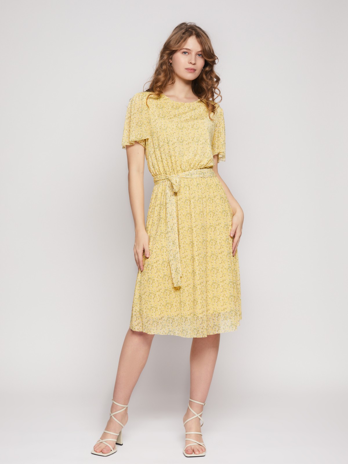 Платье кроеное zolla 223218159022, цвет светло-желтый, размер XS - фото 4