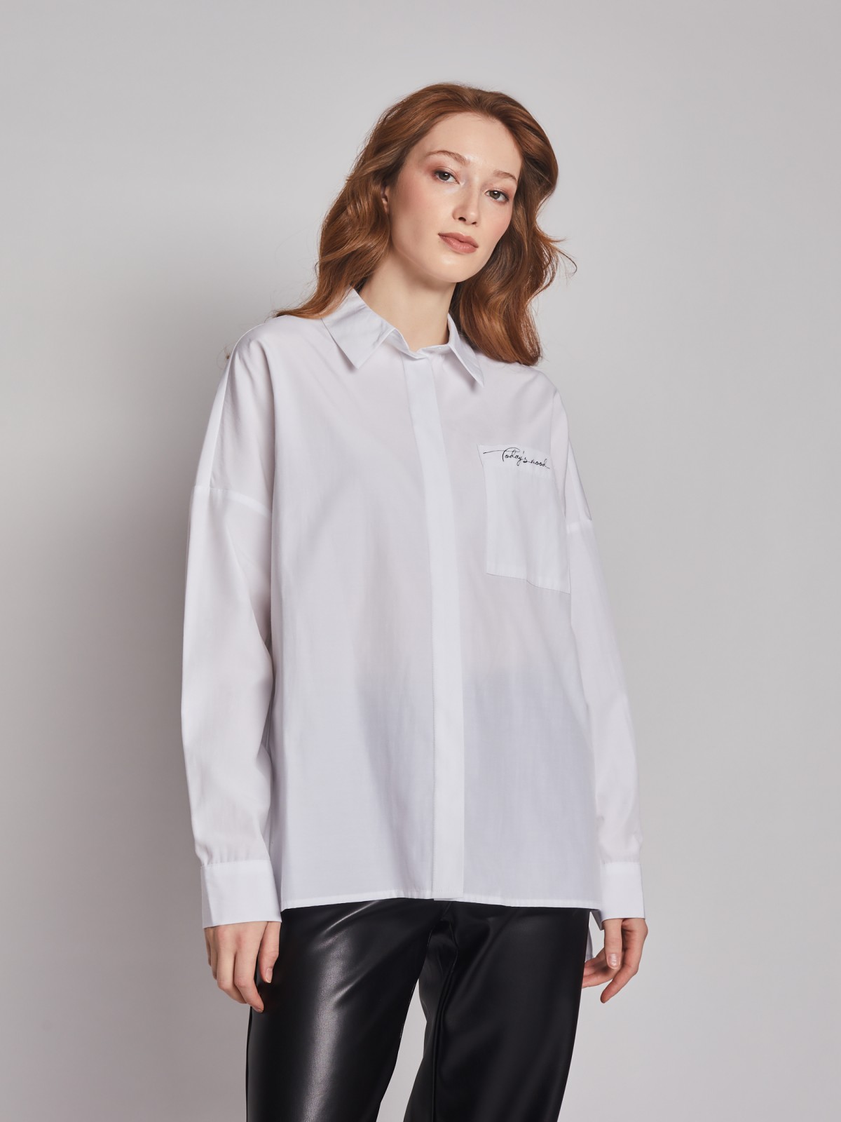 Рубашка с принтом на спине zolla 02312117Y273, цвет белый, размер XS - фото 1