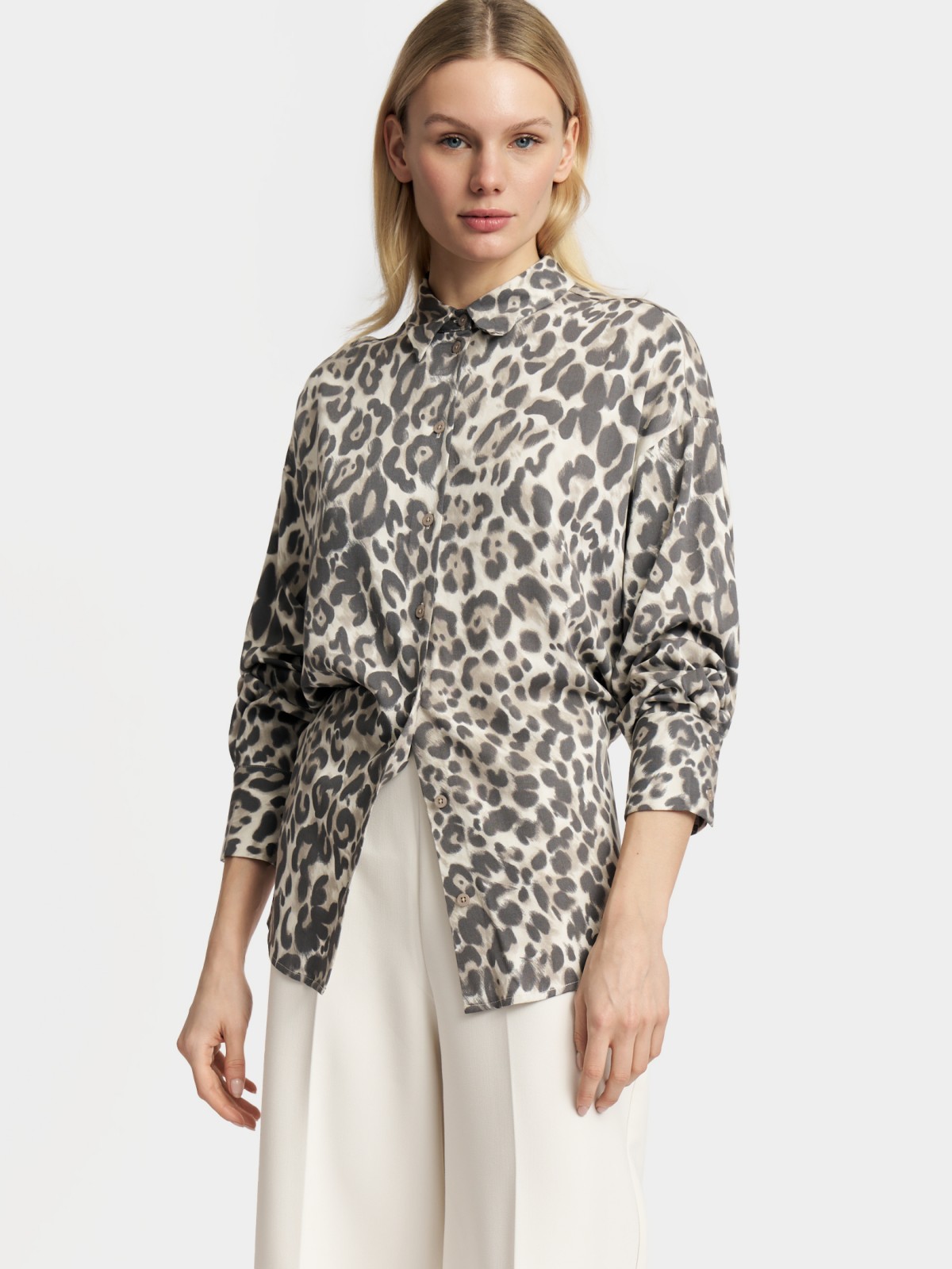 Рубашка из вискозы с леопардовым принтом