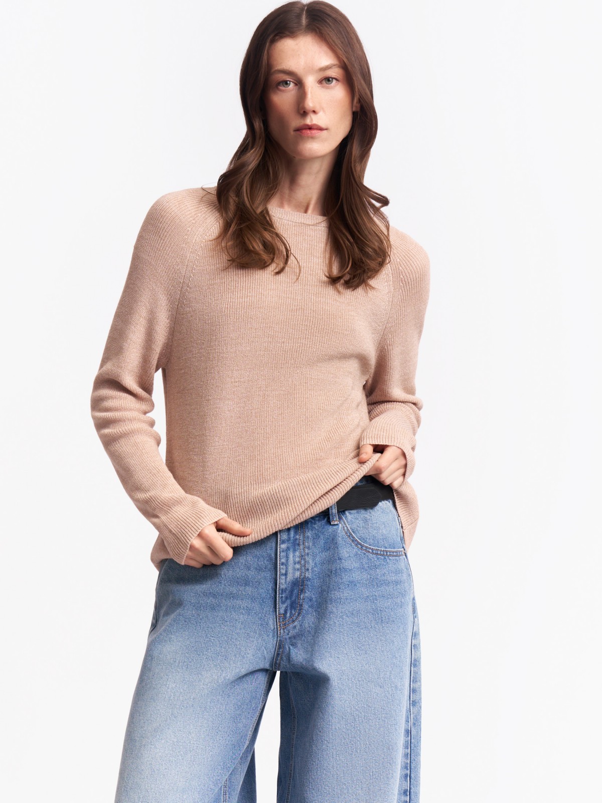 Вязаный джемпер из акрила с длинным рукавом