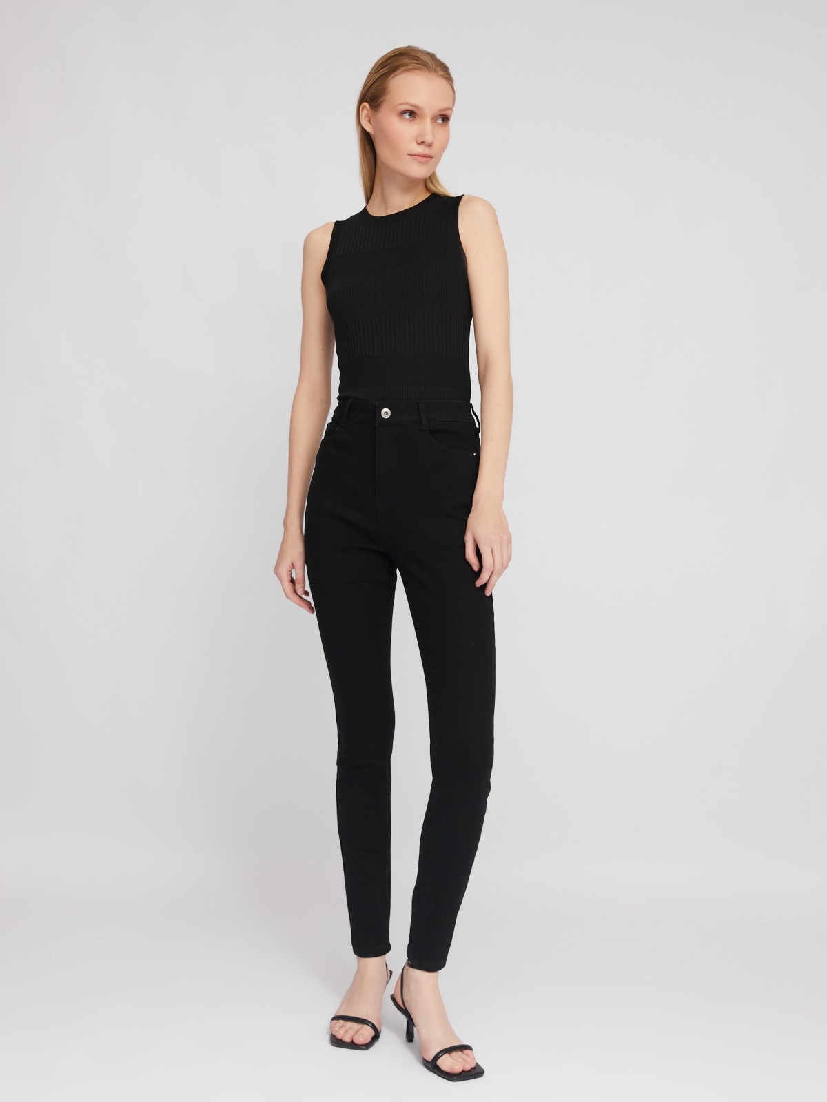 Джинсы силуэта Skinny с высокой посадкой