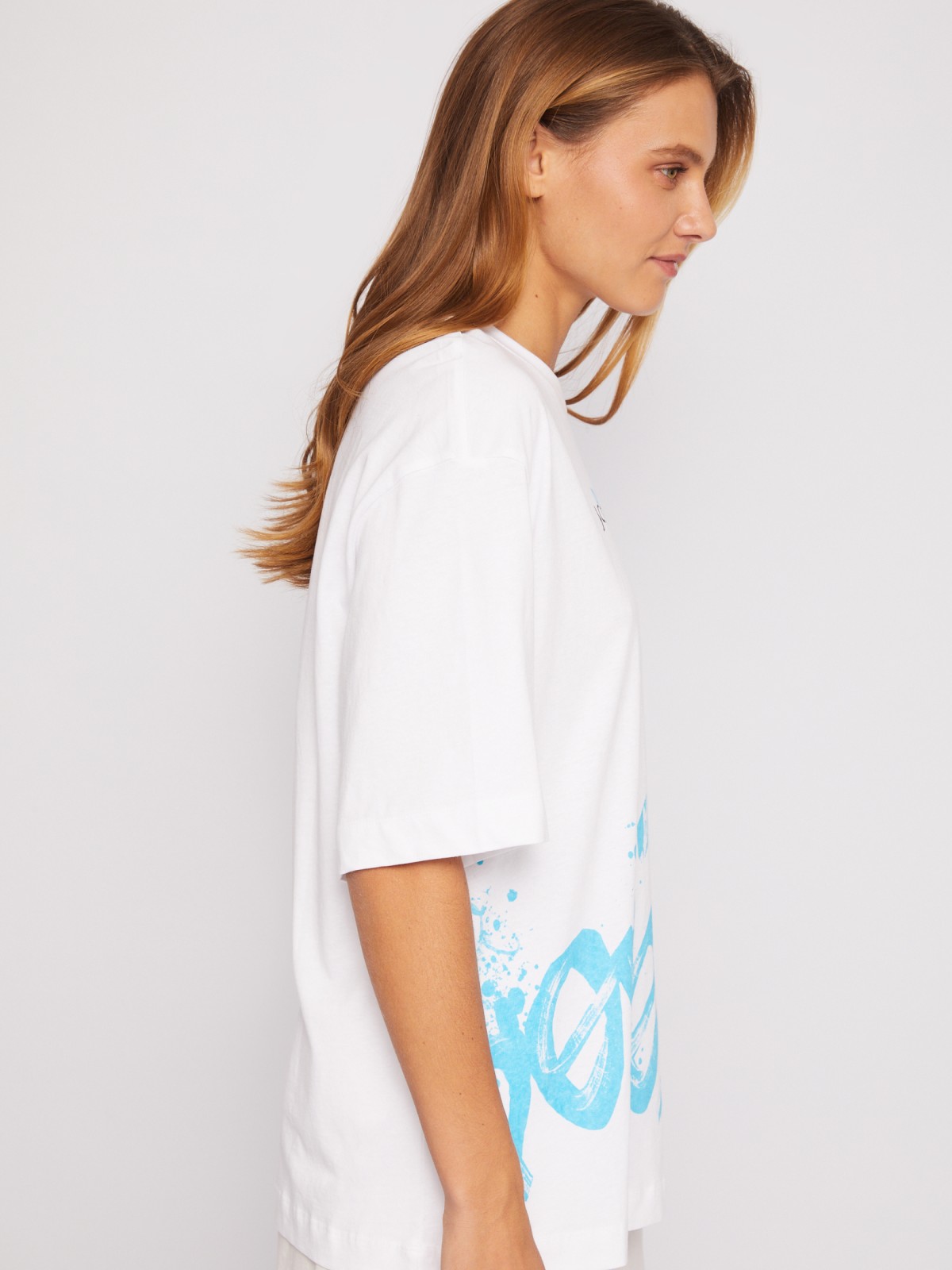 Футболка оверсайз из хлопка с надписями