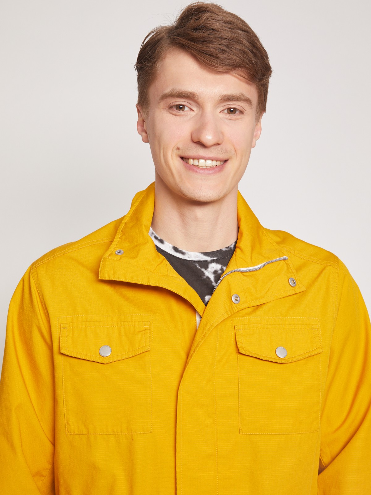 Куртка-ветровка zolla 01121560L164, цвет желтый, размер M - фото 4