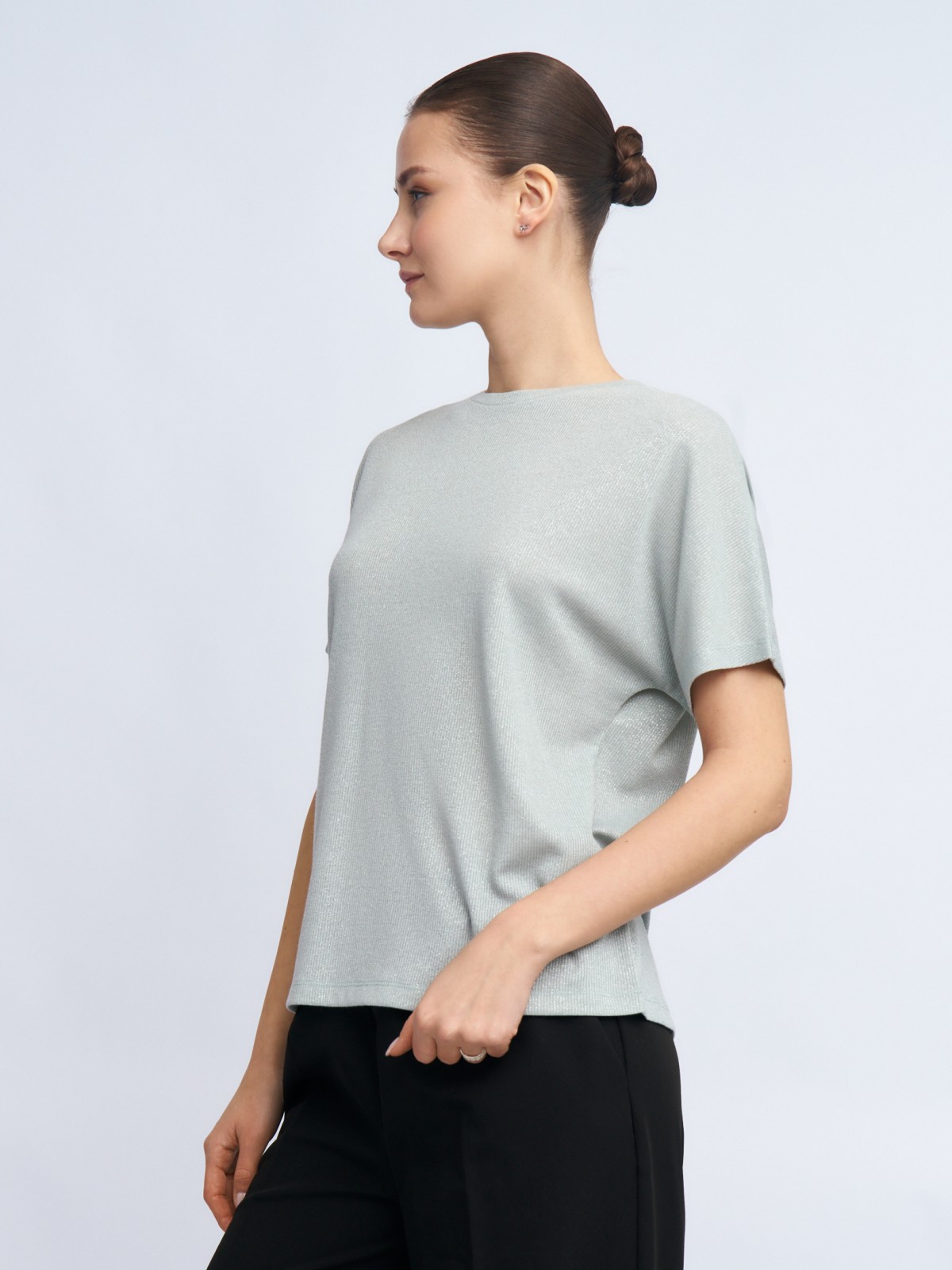 Трикотажный топ-блузка с люрексом