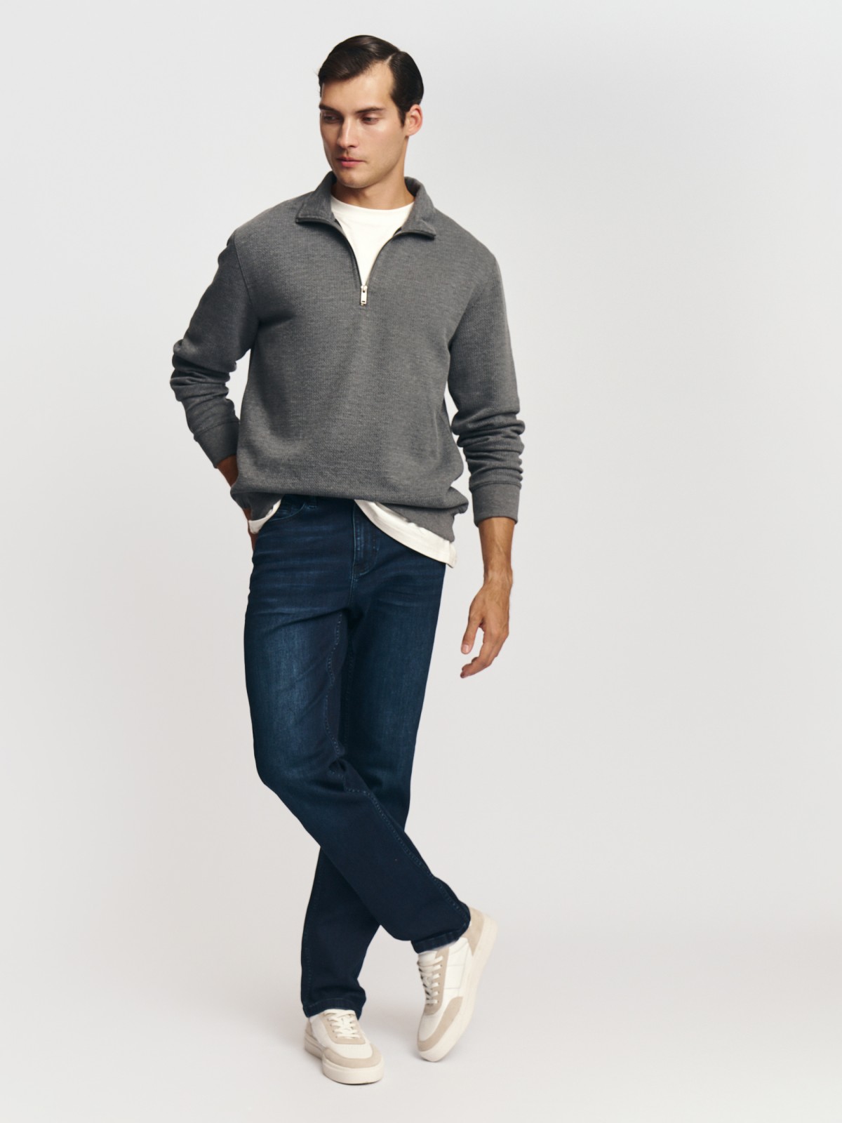 Прямой трикотажный свитшот на молнии