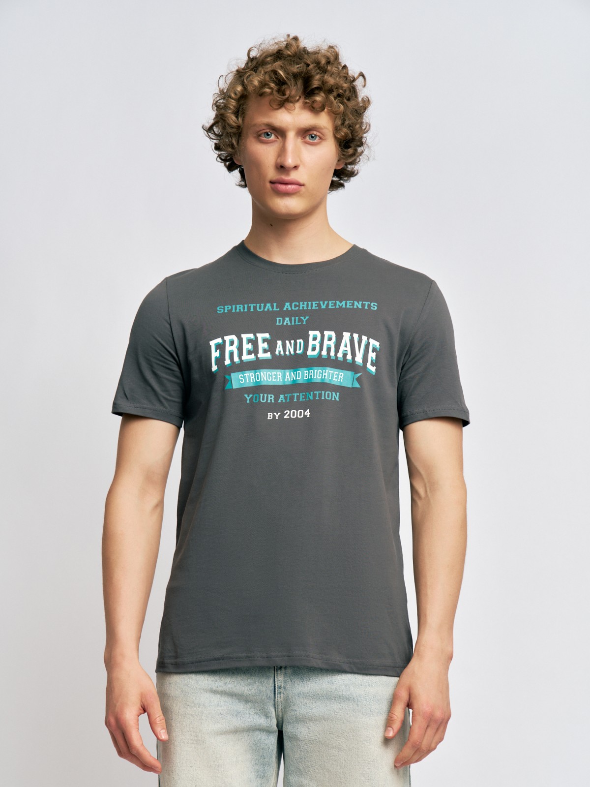 Футболка из хлопка с принтом-надписью