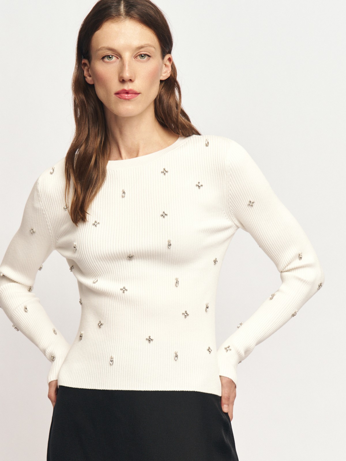 Водолазка-лонгслив со стразами