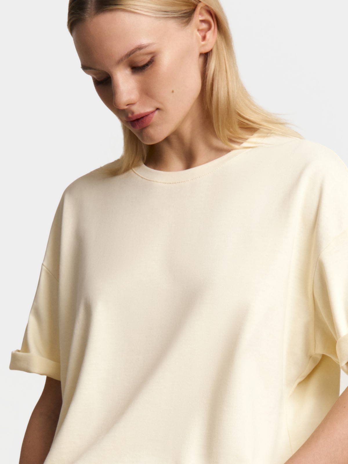 Футболка оверсайз из хлопка однотонная