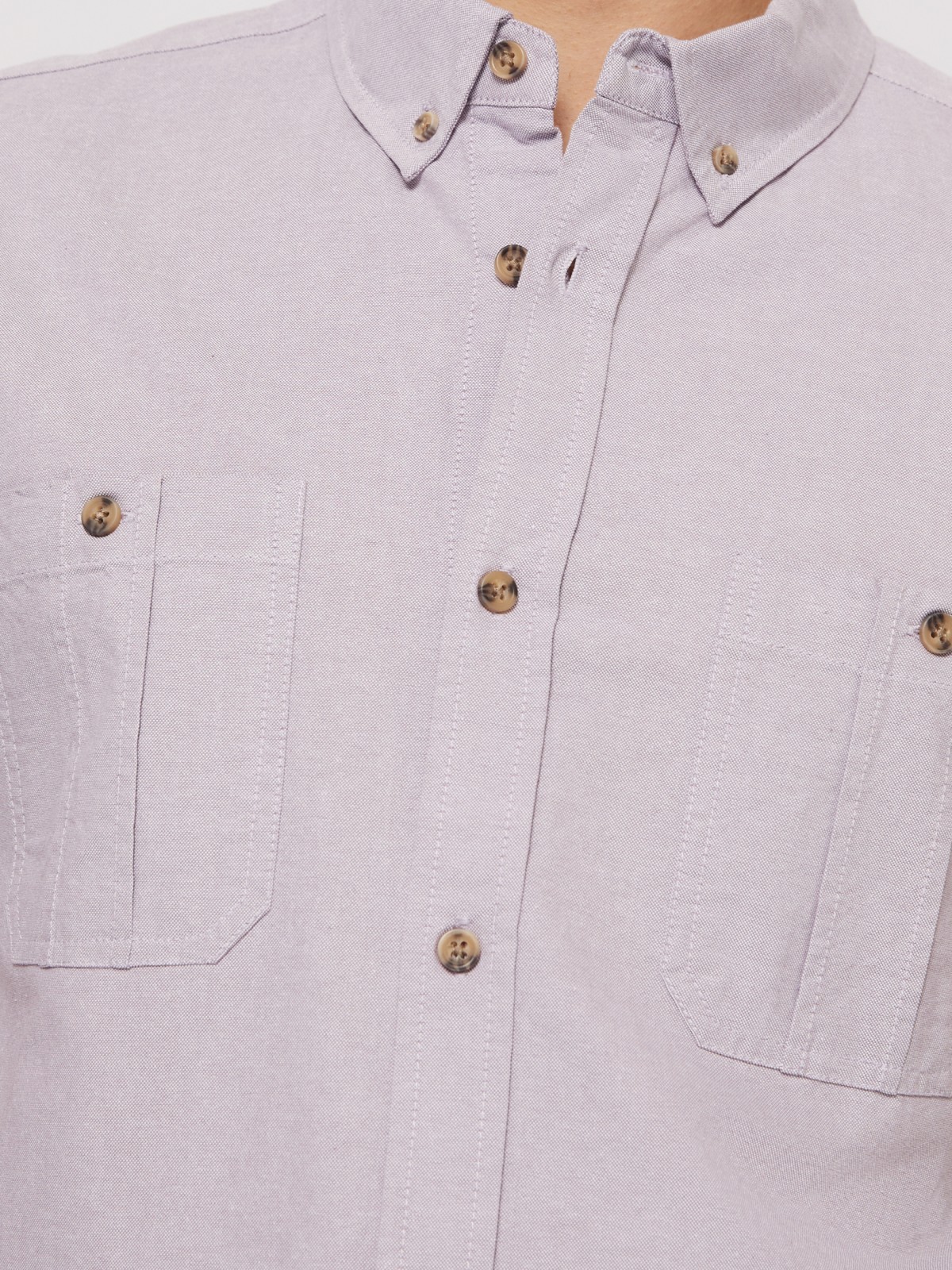 Рубашка из хлопка с коротким рукавом zolla 014222216063, цвет фиолетовый, размер XXL - фото 5