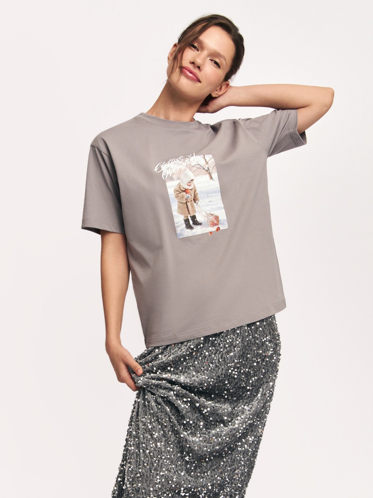 Футболка из хлопка с новогодним принтом