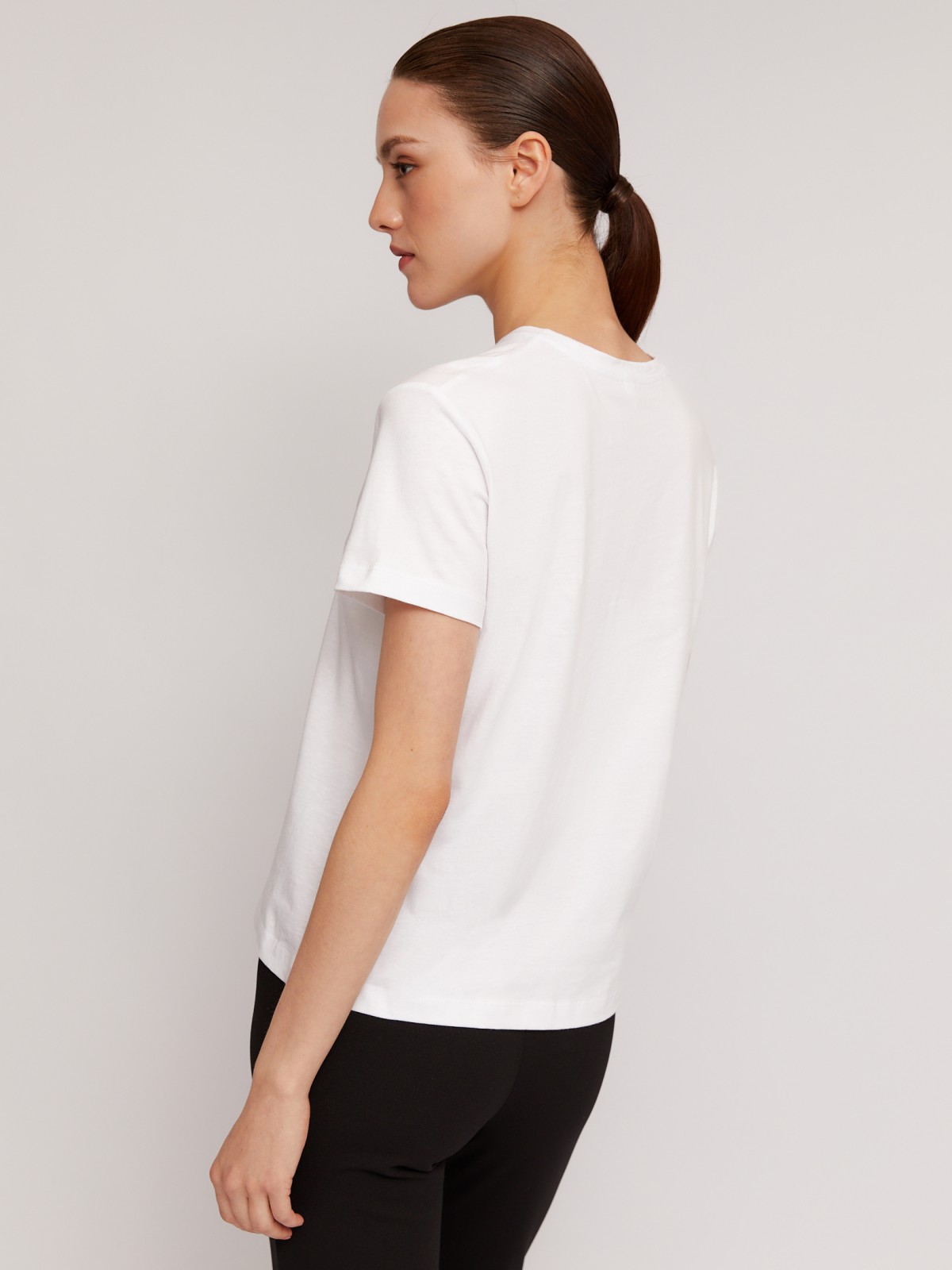 Футболка из хлопка с коротким рукавом и надписью