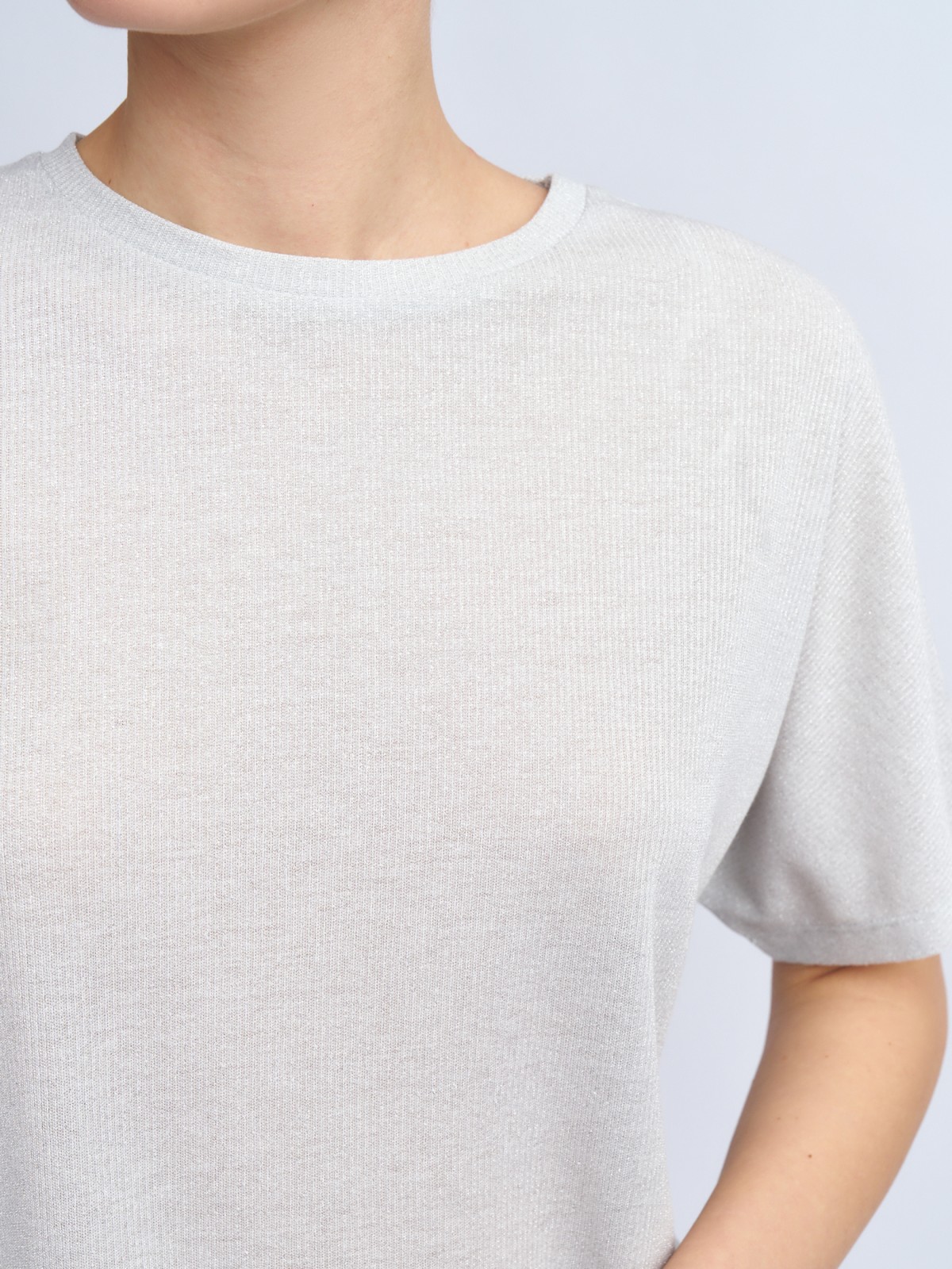 Трикотажный топ-блузка с люрексом