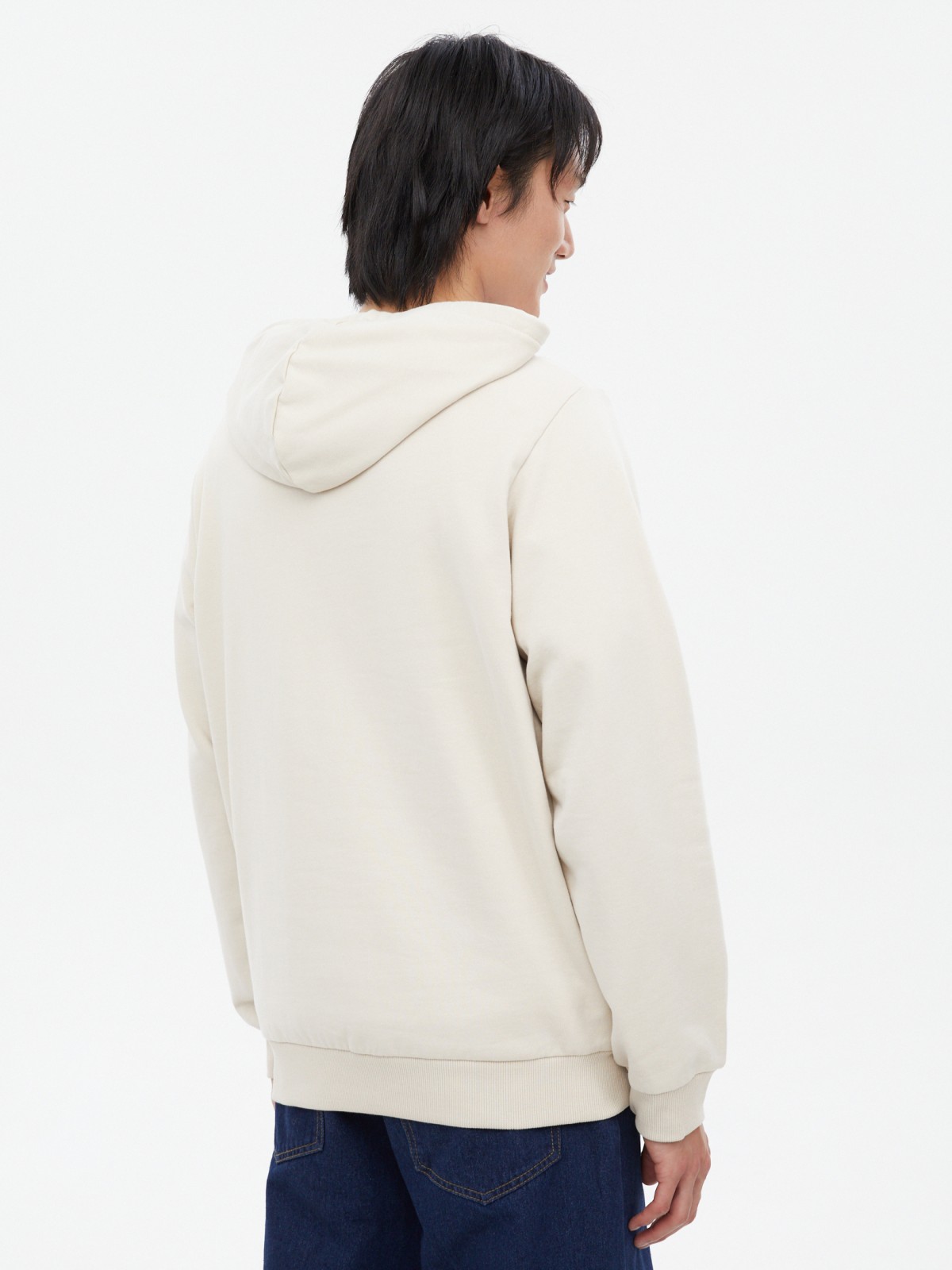 Худи из хлопка с капюшоном однотонное