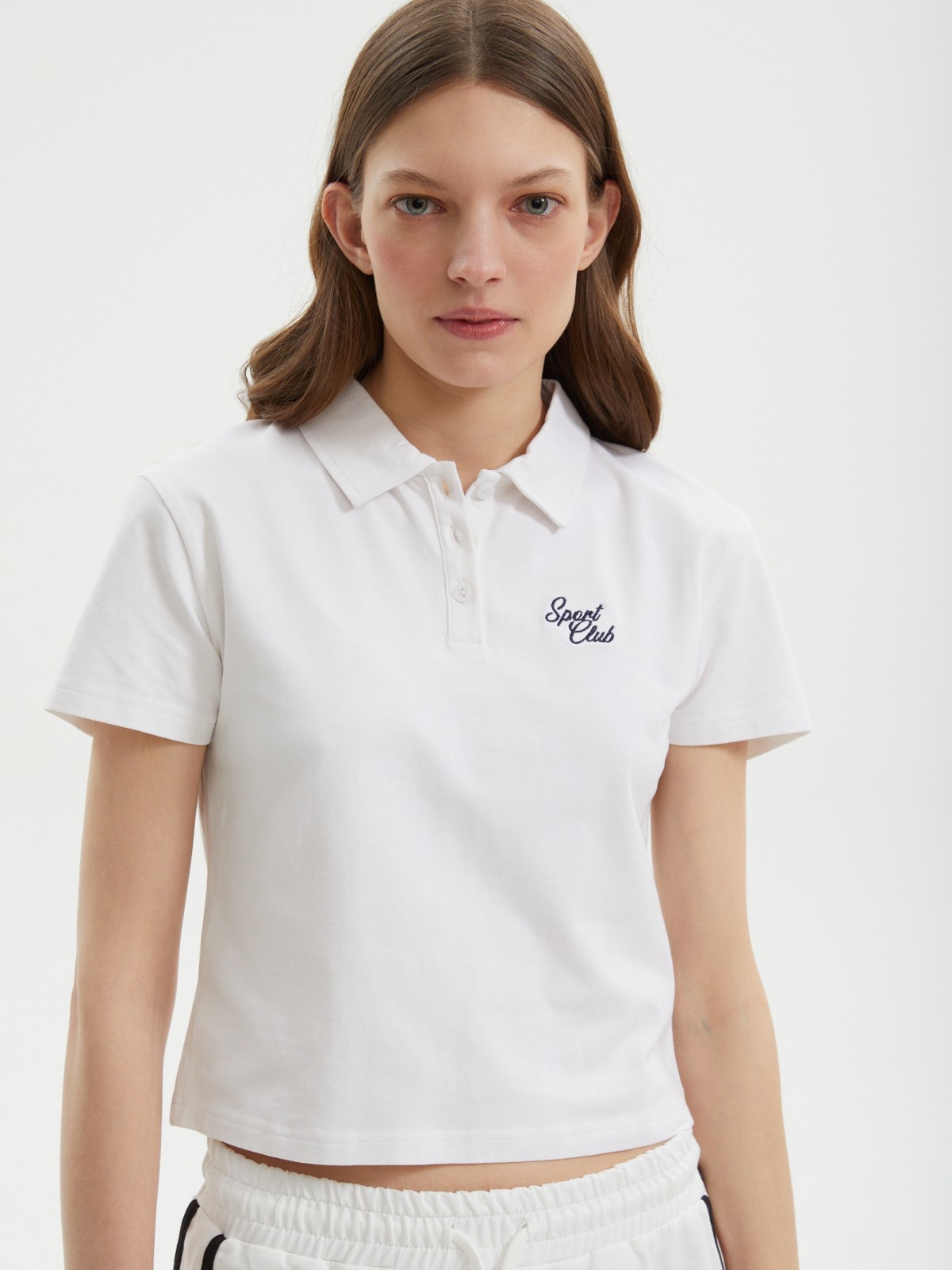 Футболка-топ поло из хлопка с воротником