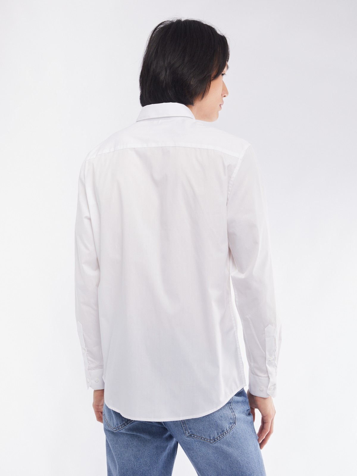 Офисная рубашка прямого силуэта с карманом zolla 014112162112, цвет белый, размер M - фото 6