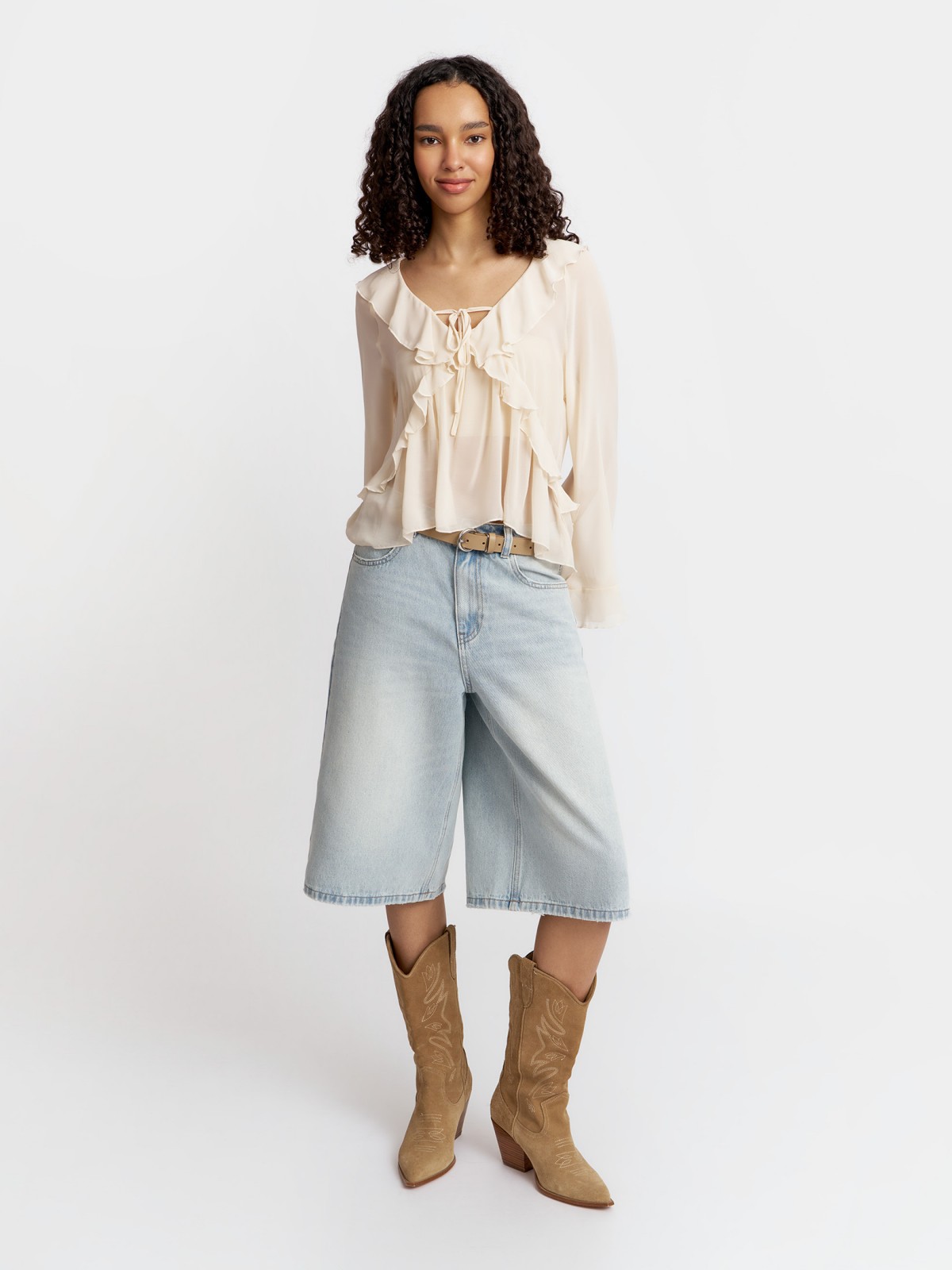 Брюки джинсовые короткие