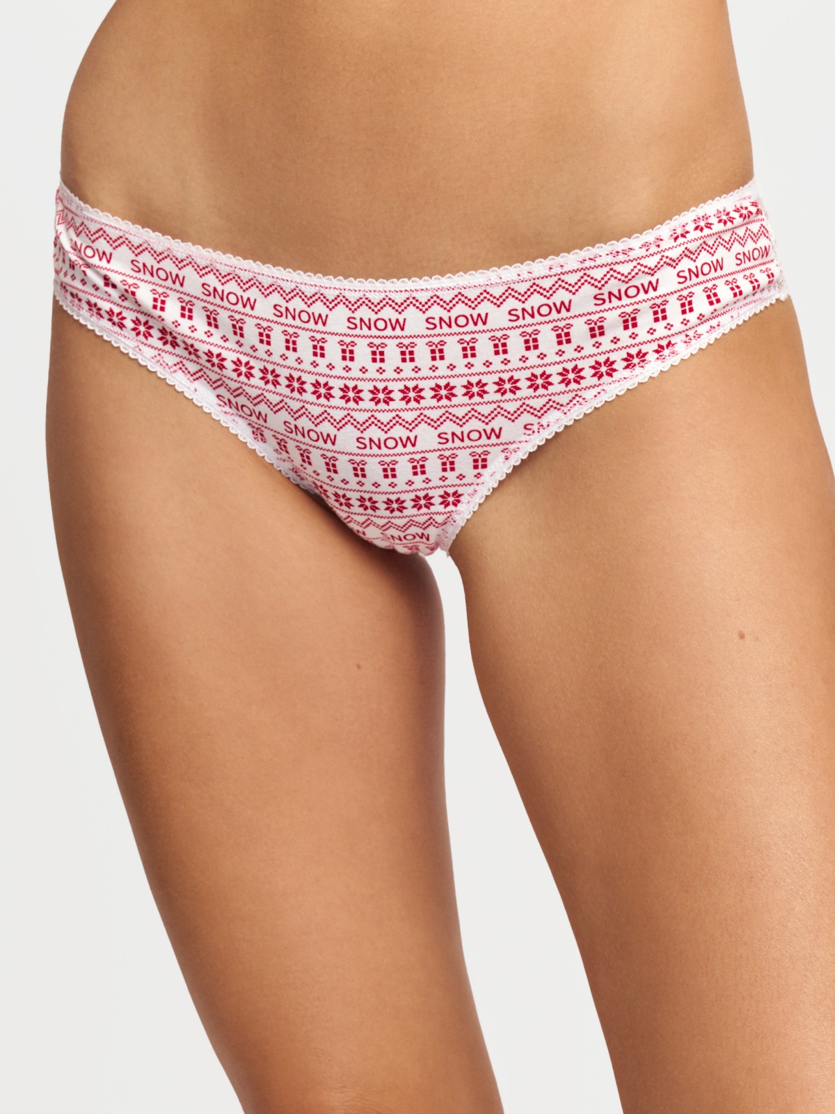 Новогодние трусы из хлопка с кружевом