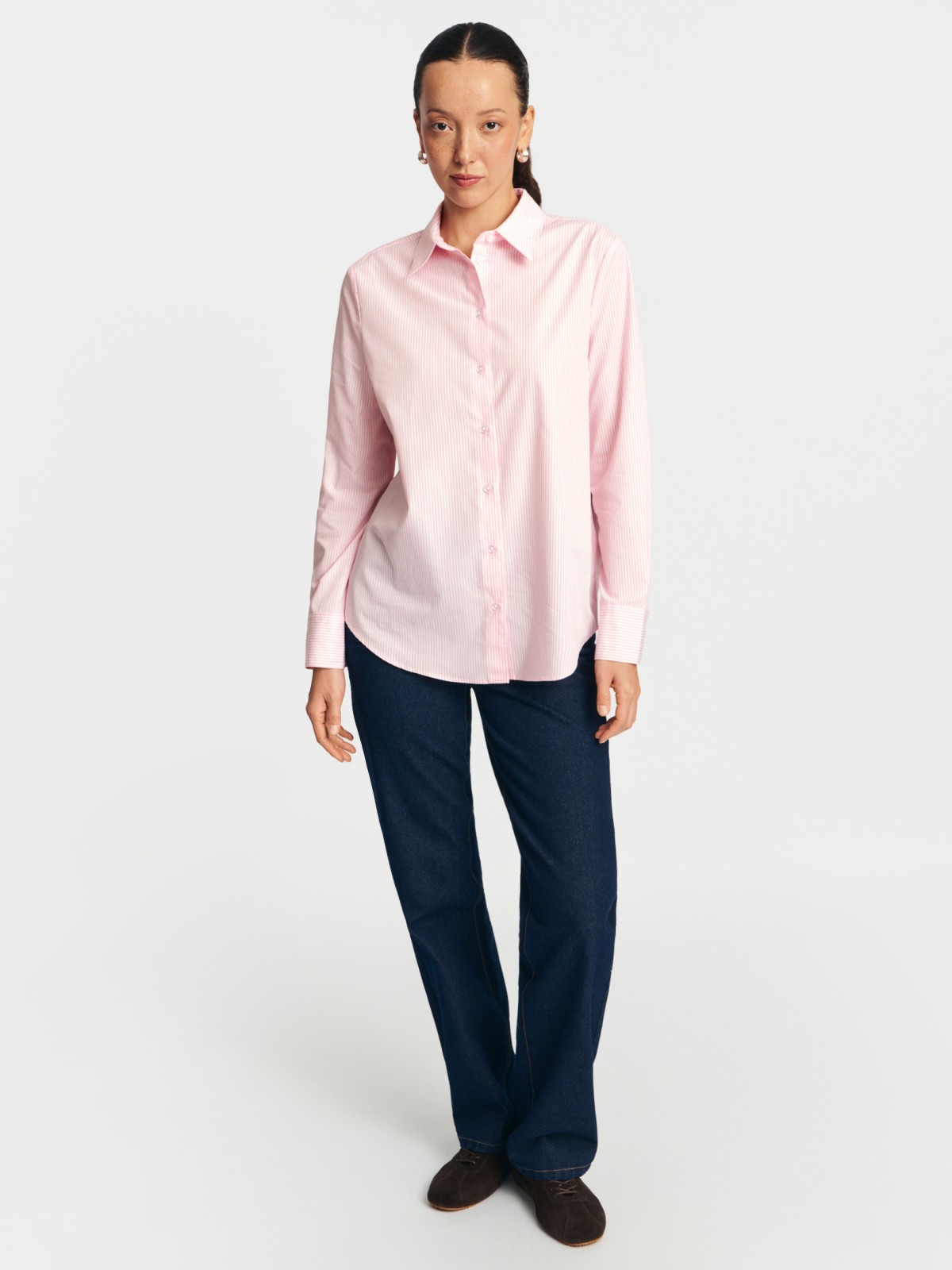 Рубашка прямого силуэта в полоску