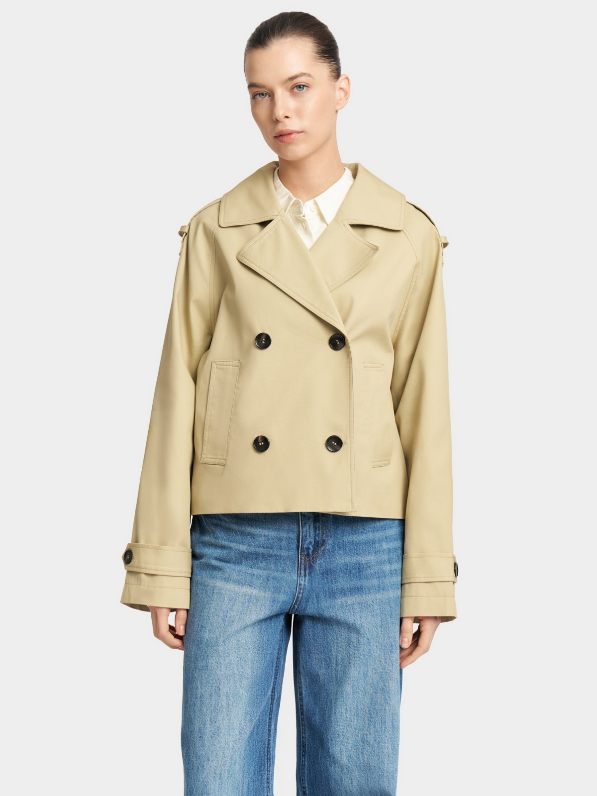 Двубортная куртка-тренч из хлопка