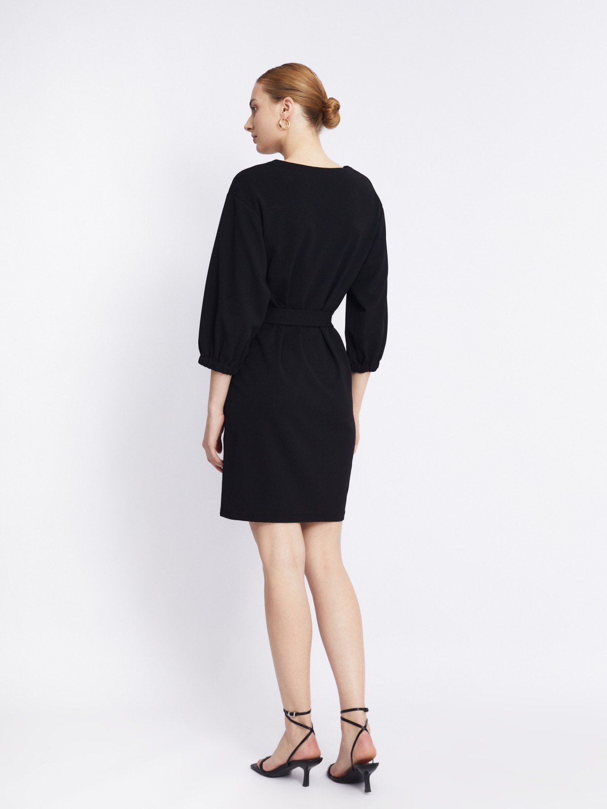Платье с объёмными рукавами и поясом zolla 22331819F062, цвет черный, размер S - фото 6