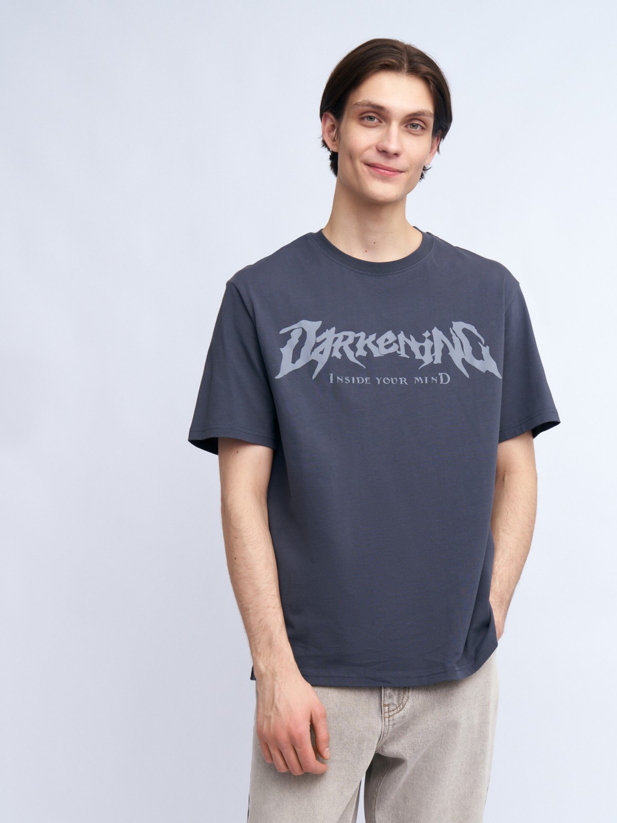 Футболка из хлопка с принтом-надписью