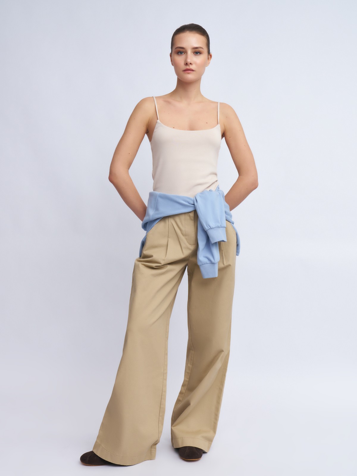 Брюки прямого силуэта из хлопка