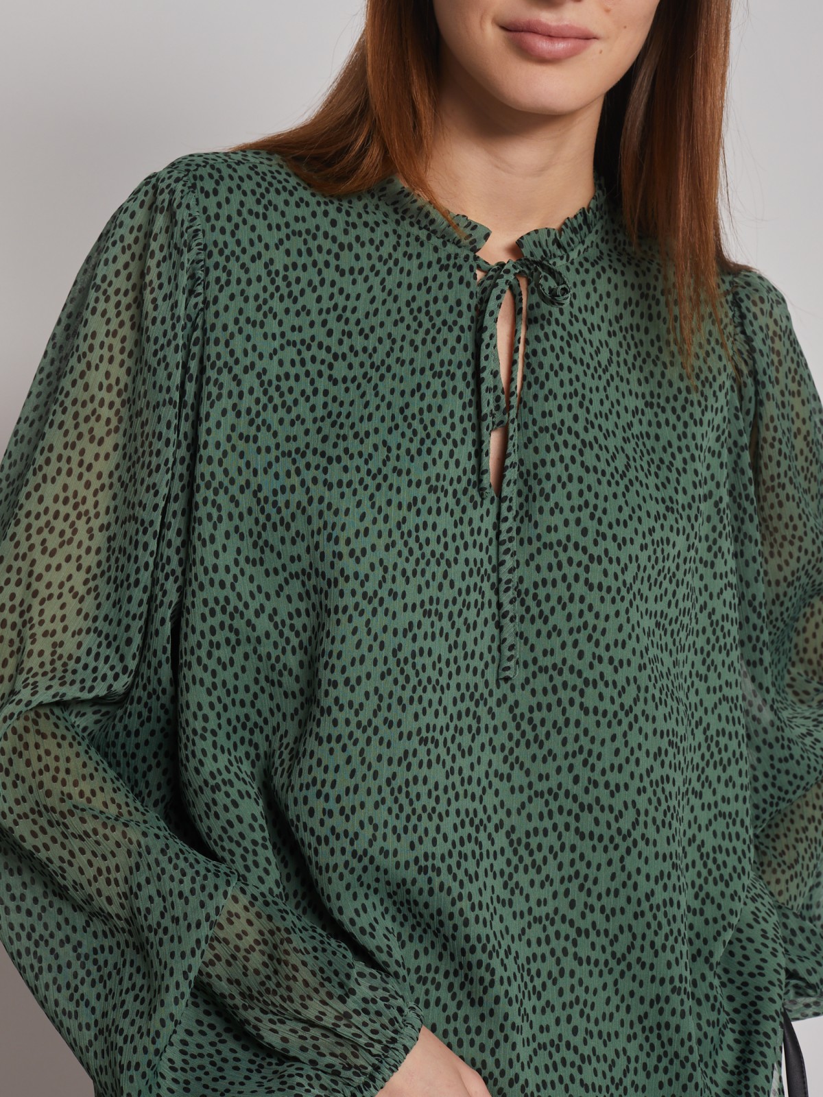 Блузка с мелким узором zolla 023121159043, цвет хаки, размер XS - фото 5