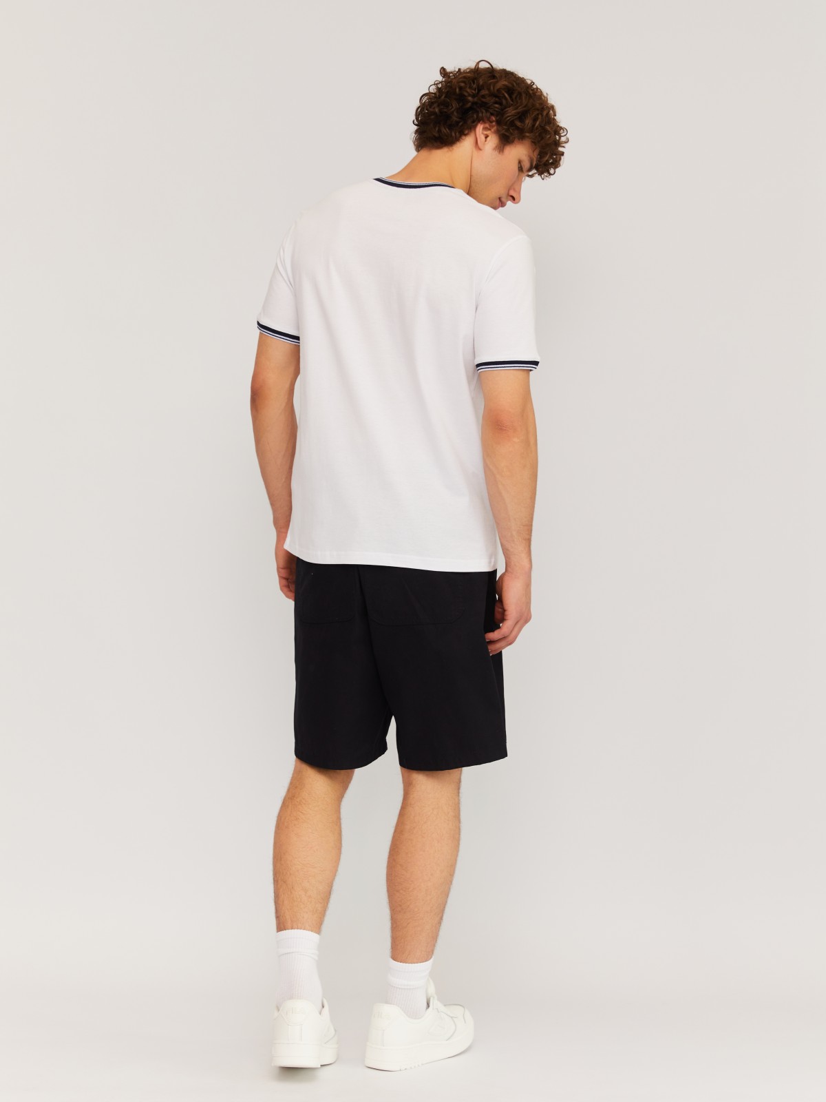 Футболка хенли из хлопка с коротким рукавом