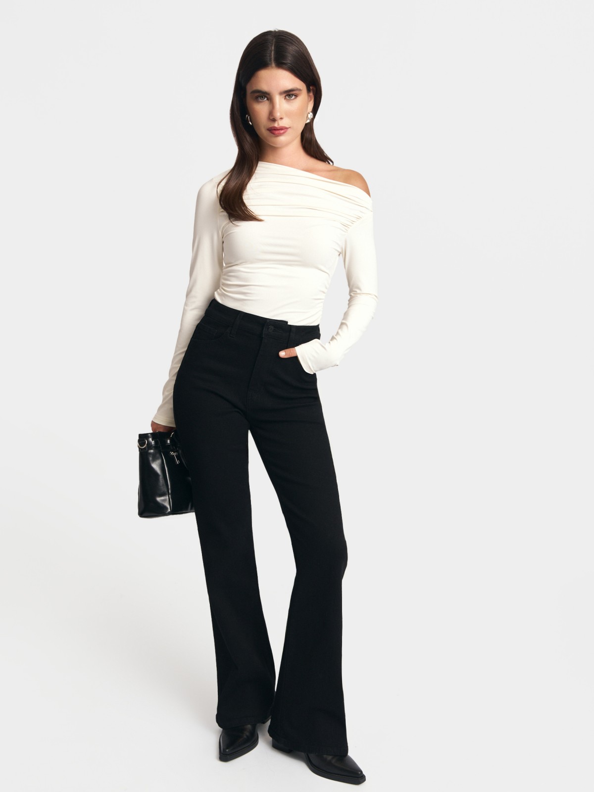 Джинсы силуэта Bootcut с высокой посадкой