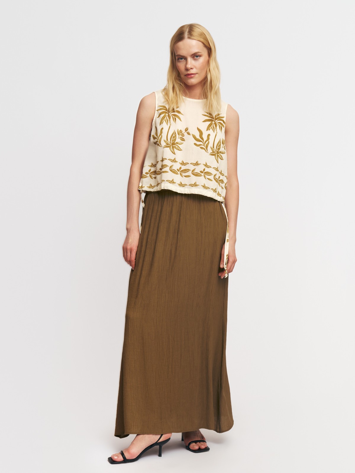 Юбка макси на резинке с кулиской