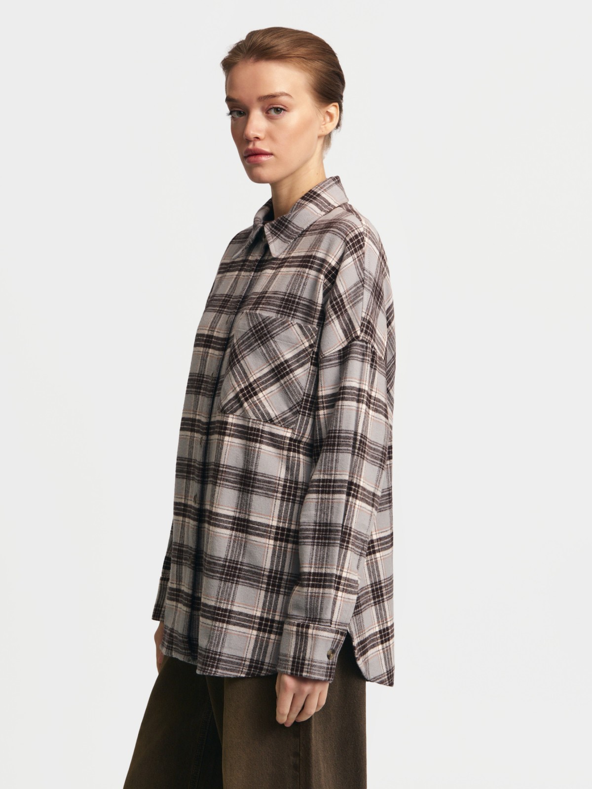 Верхняя рубашка оверсайз из фланели в клетку