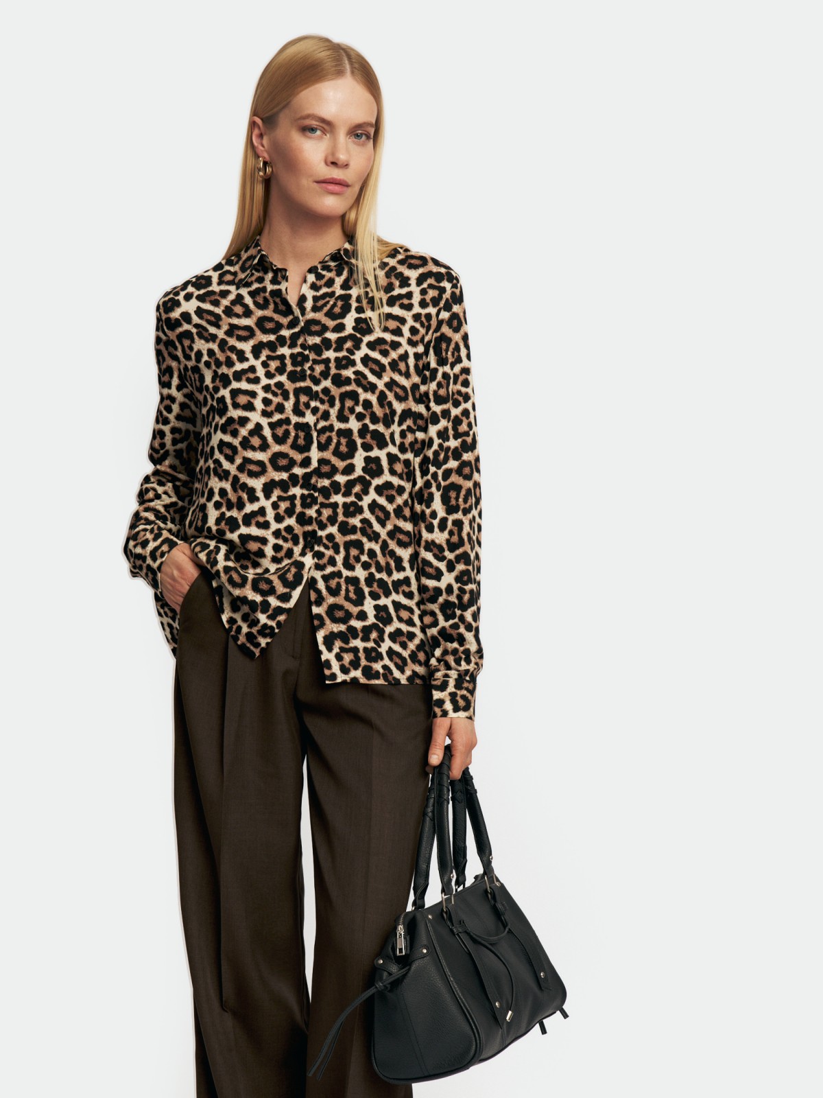 Рубашка из вискозы с леопардовым принтом