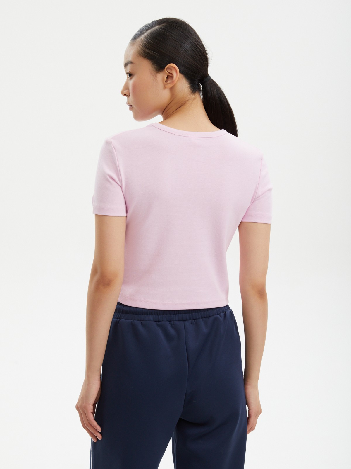 Кроп топ из хлопка с коротким рукавом